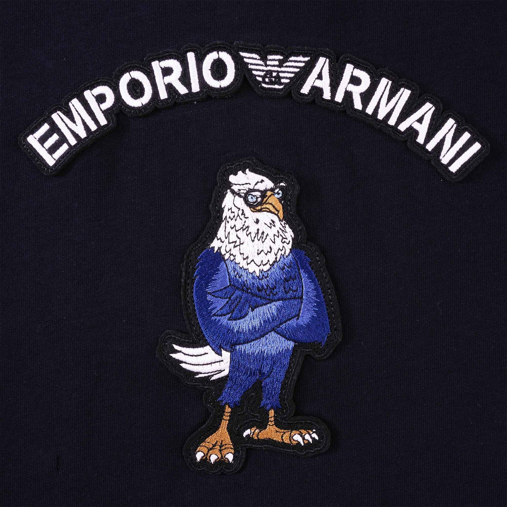 Cartoon Eagle Patch T-Shirt - Black