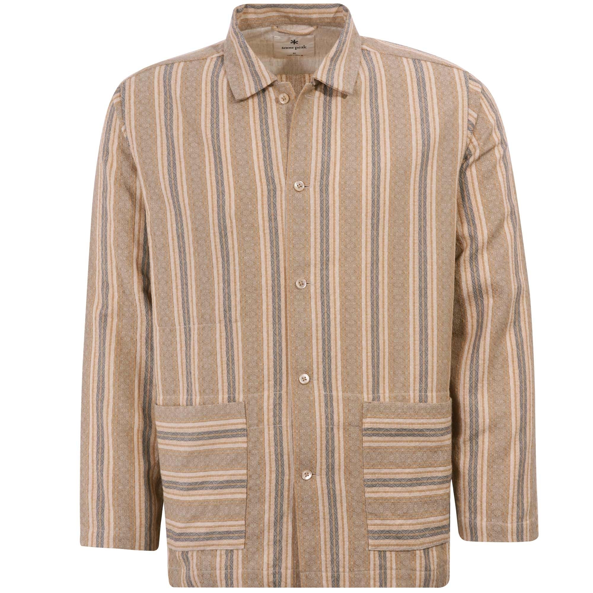 Snow Peak Cotton Linen Dobby Stripe Shirt - Beige