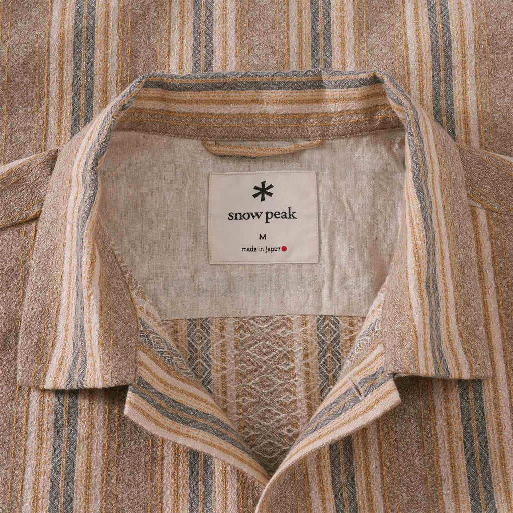 Snow Peak Cotton Linen Dobby Stripe Shirt - Beige