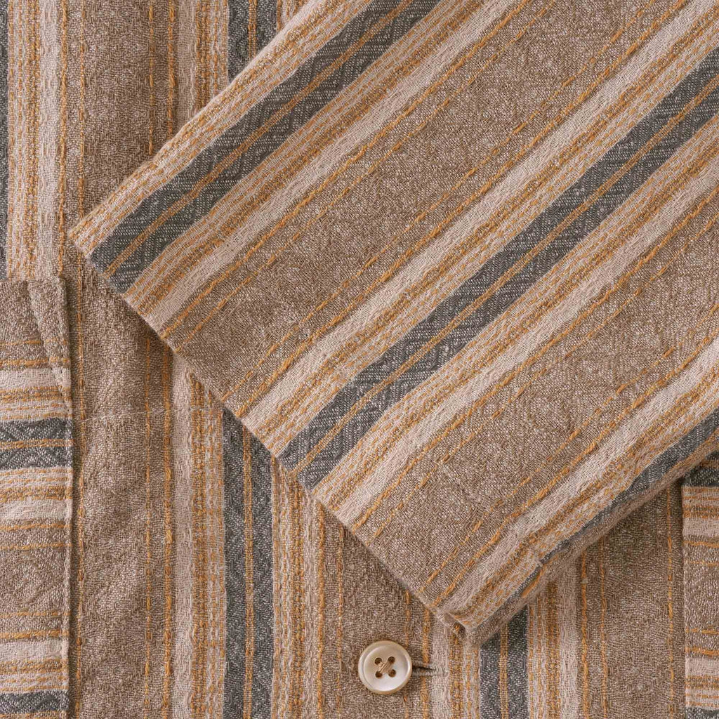 Snow Peak Cotton Linen Dobby Stripe Shirt - Beige