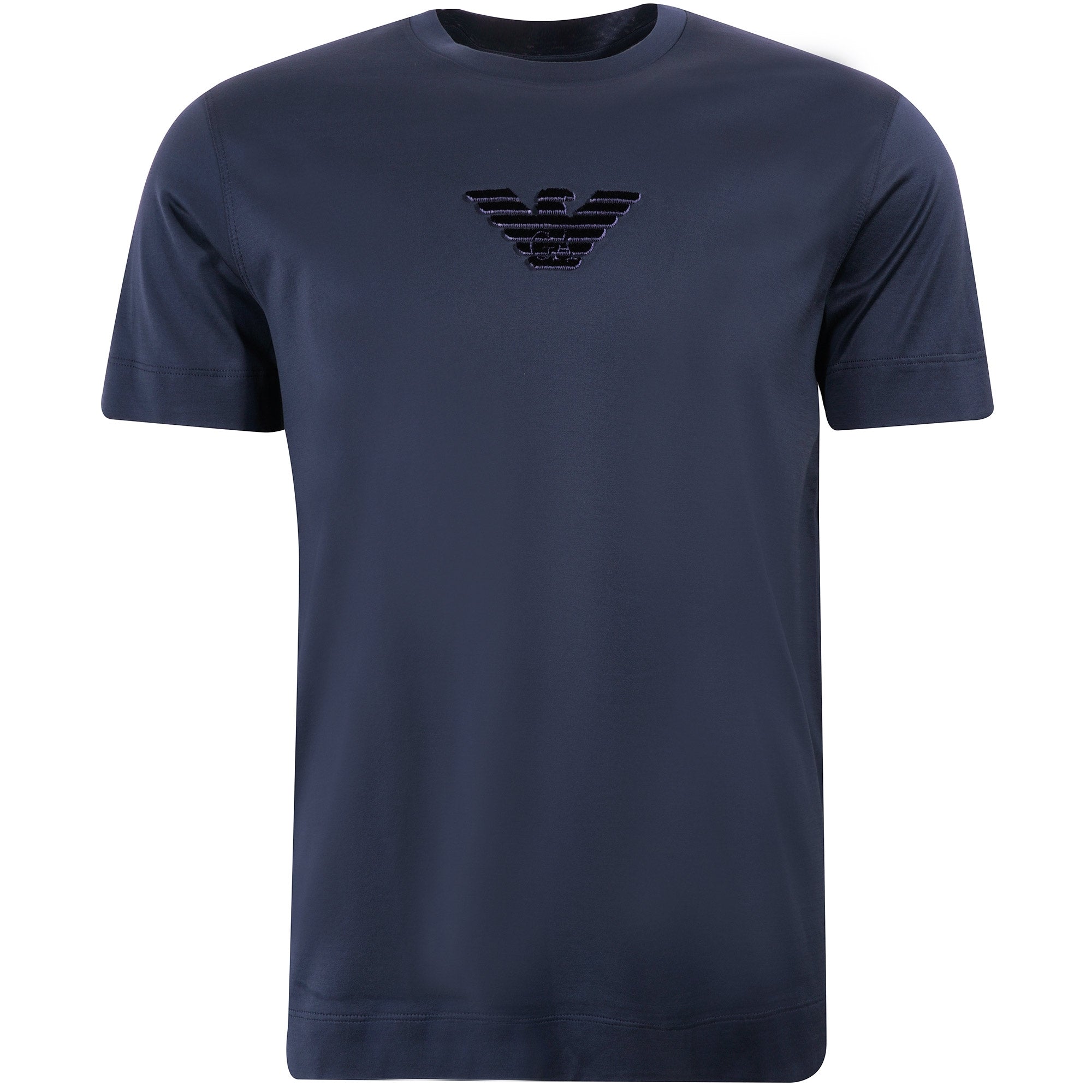 Emporio Armani Tencel blend T-shirt with Felt Eagle Patch - Midnight Navy