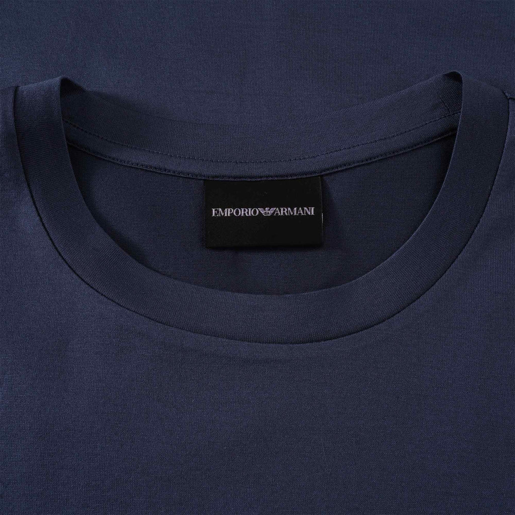 Emporio Armani Tencel blend T-shirt with Felt Eagle Patch - Midnight Navy