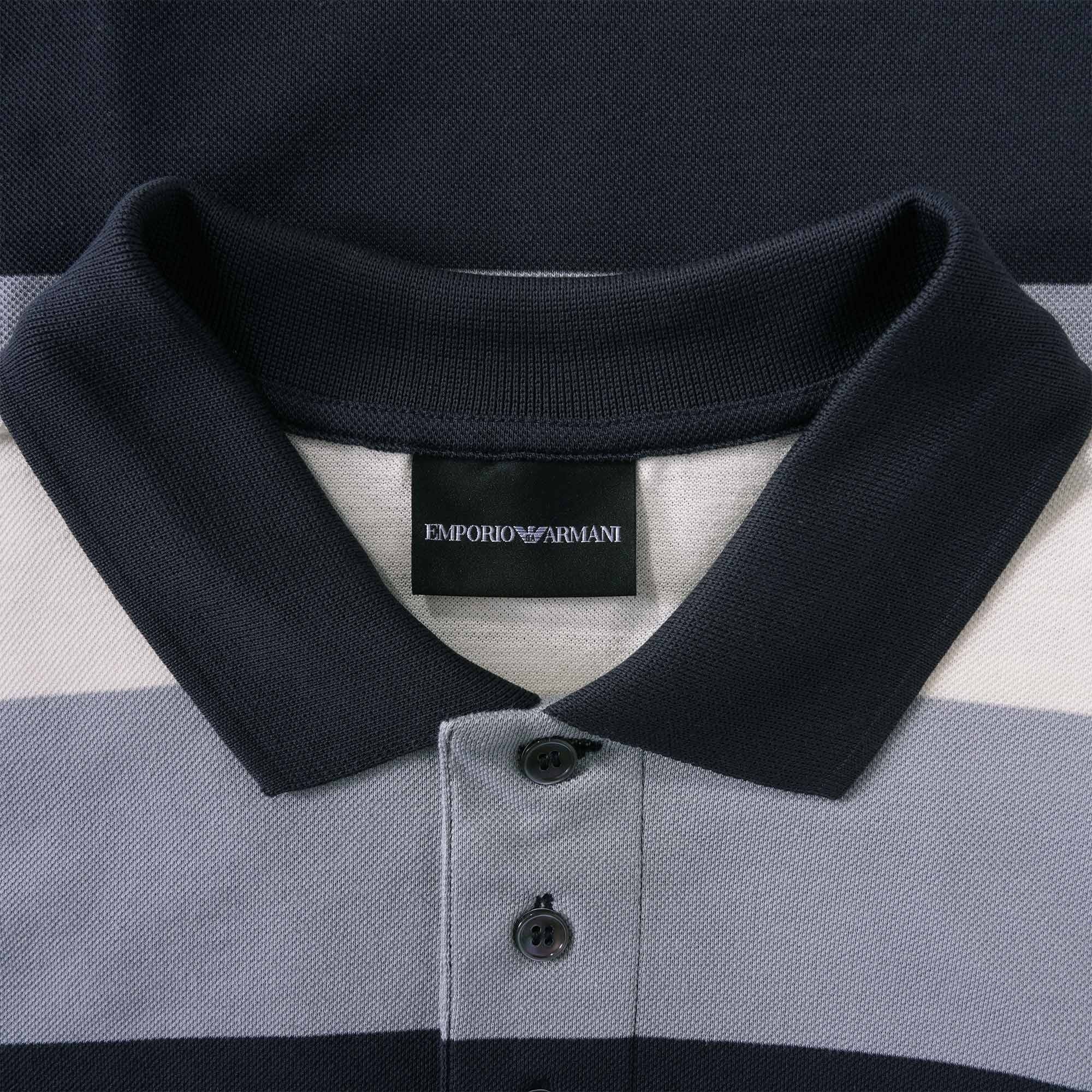 Emporio Armani Striped Polo Shirt - Righe Grigie