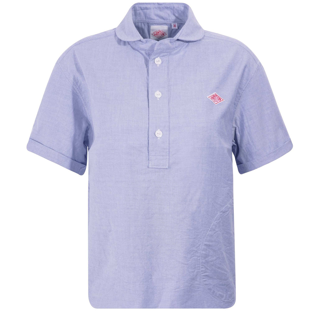 Danton Women's Round Collar Short Sleeve Shirt - Blue