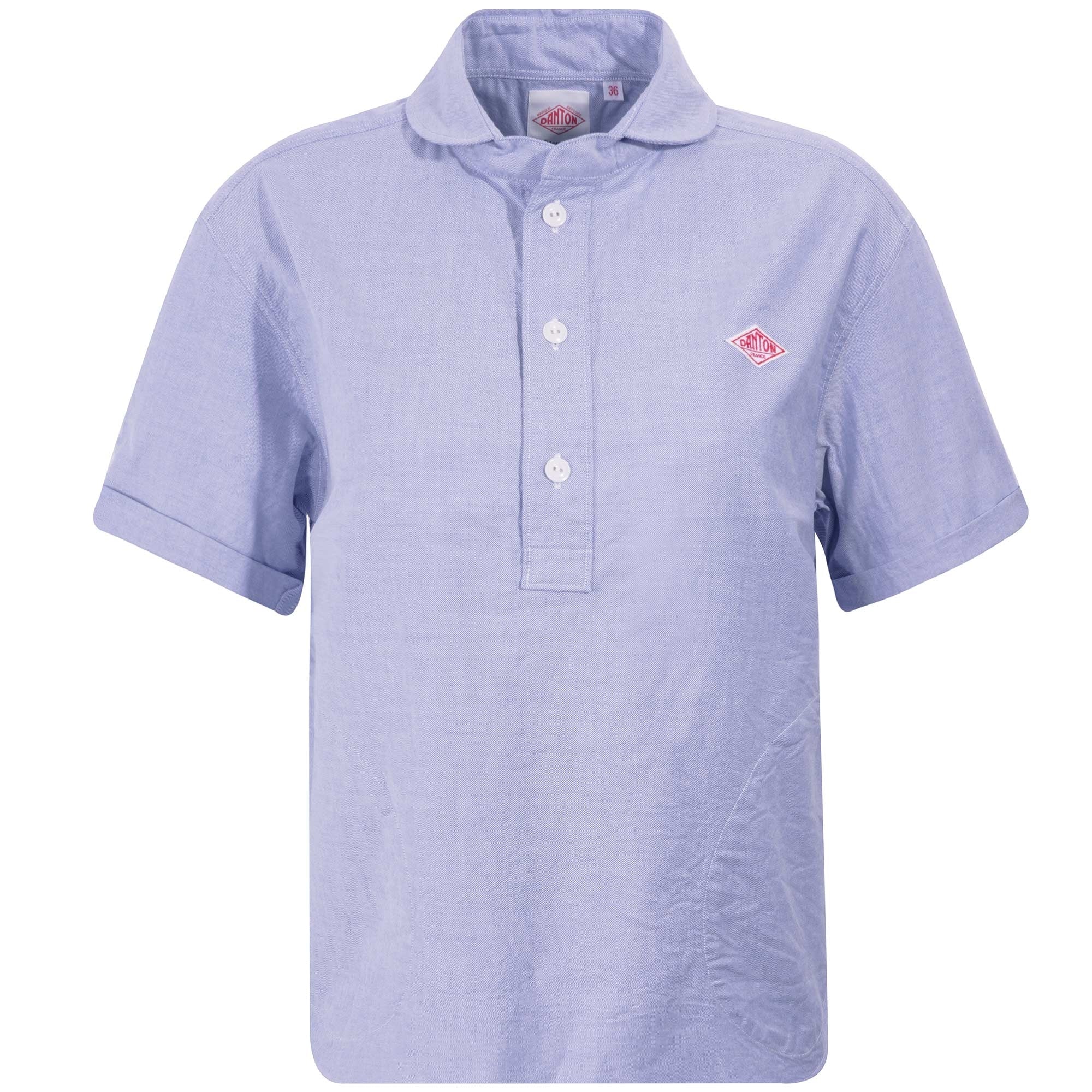 Danton Women's Round Collar Short Sleeve Shirt - Blue