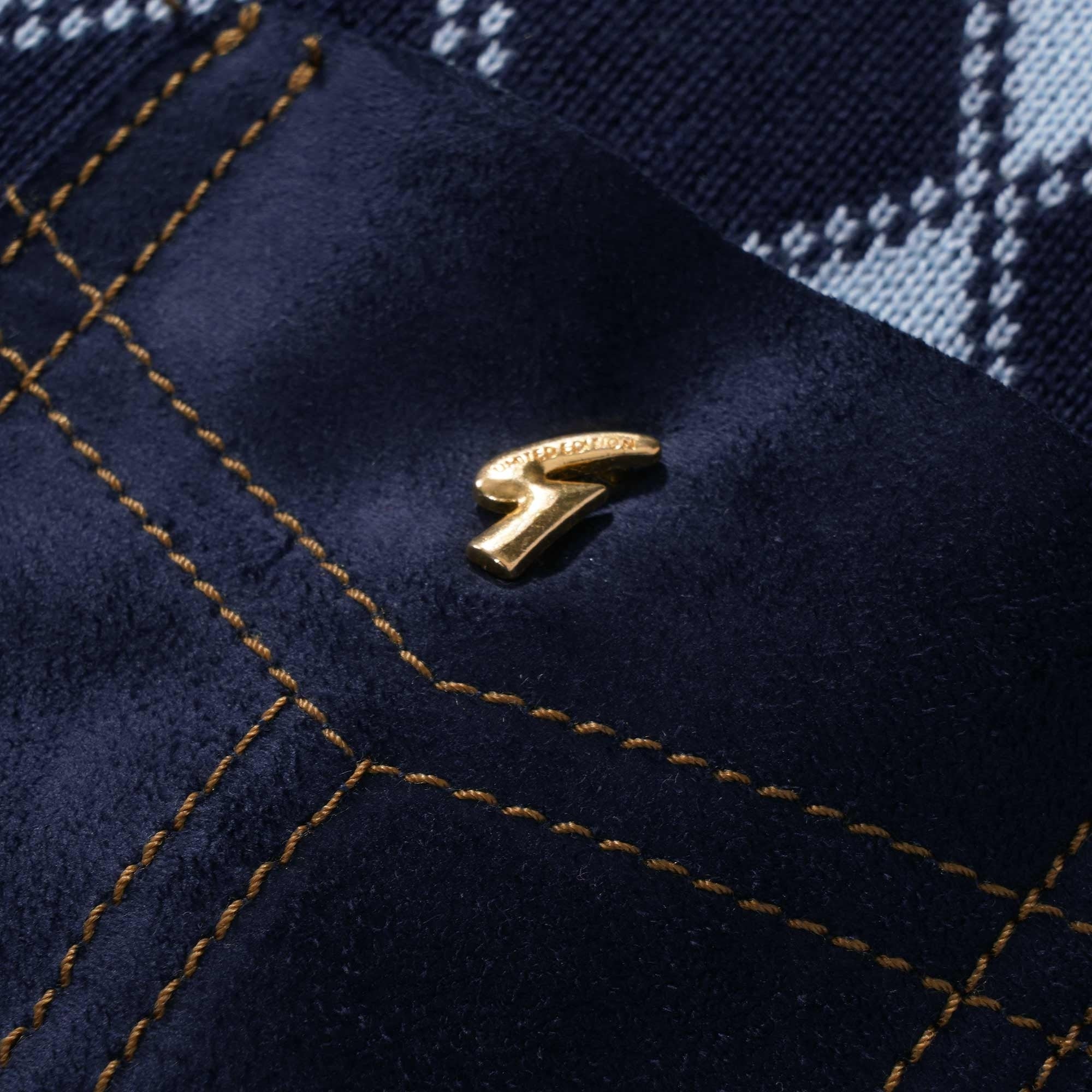 Gabicci Vintage Gibson Argyle Knitted Polo - Navy