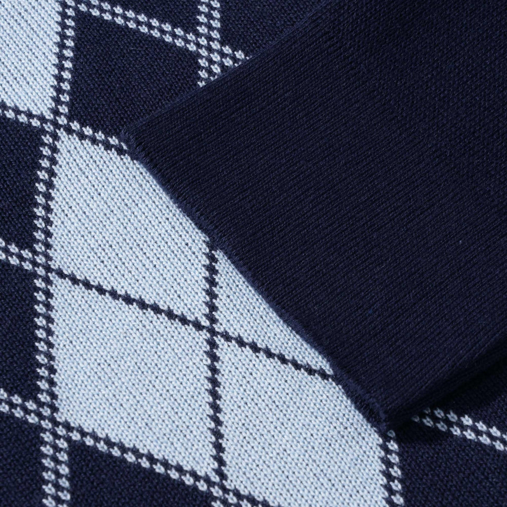 Gabicci Vintage Gibson Argyle Knitted Polo - Navy