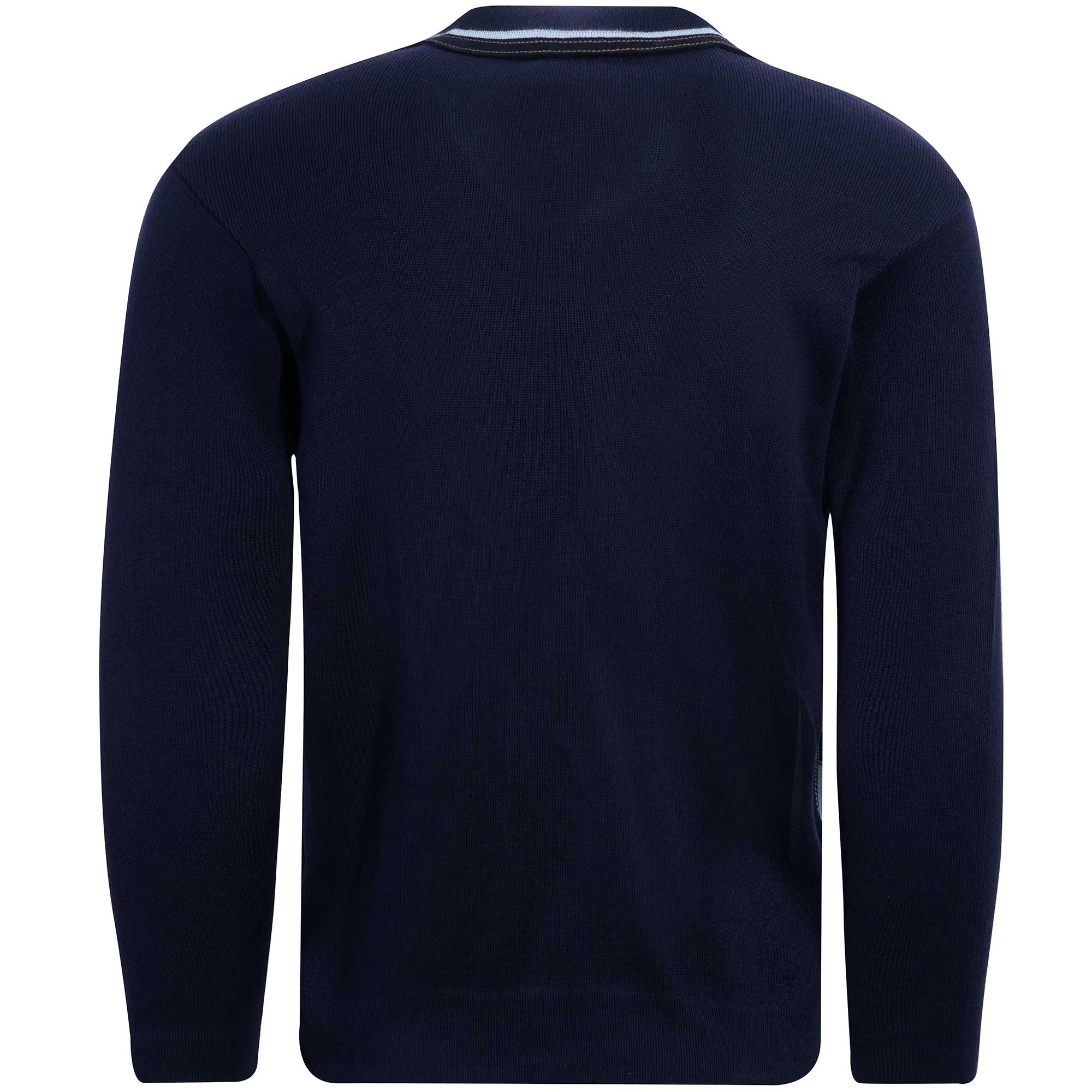 Gabicci Vintage Gibson Argyle Knitted Polo - Navy