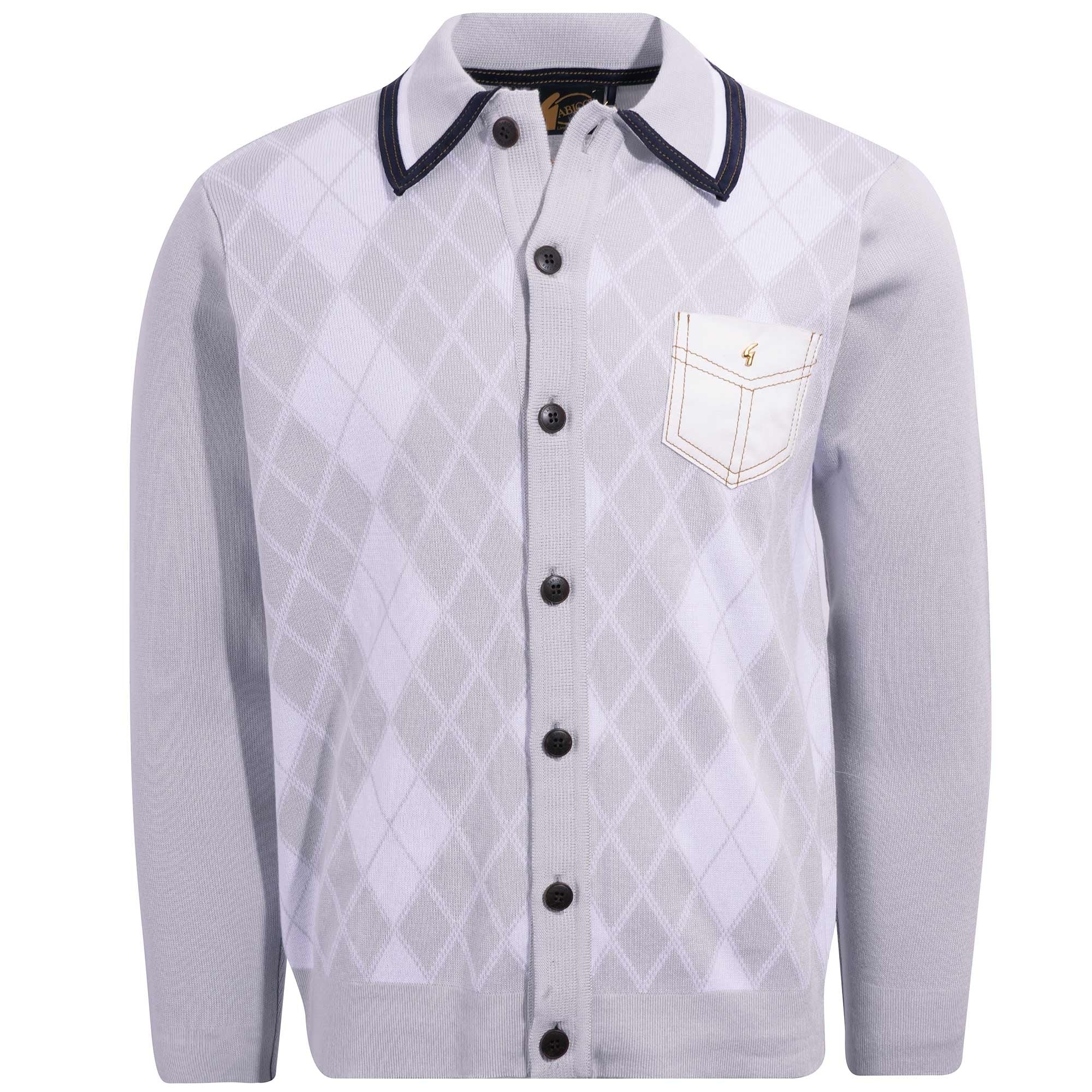 Gabicci Vintage Gibson Argyle Knitted Polo - Lunar