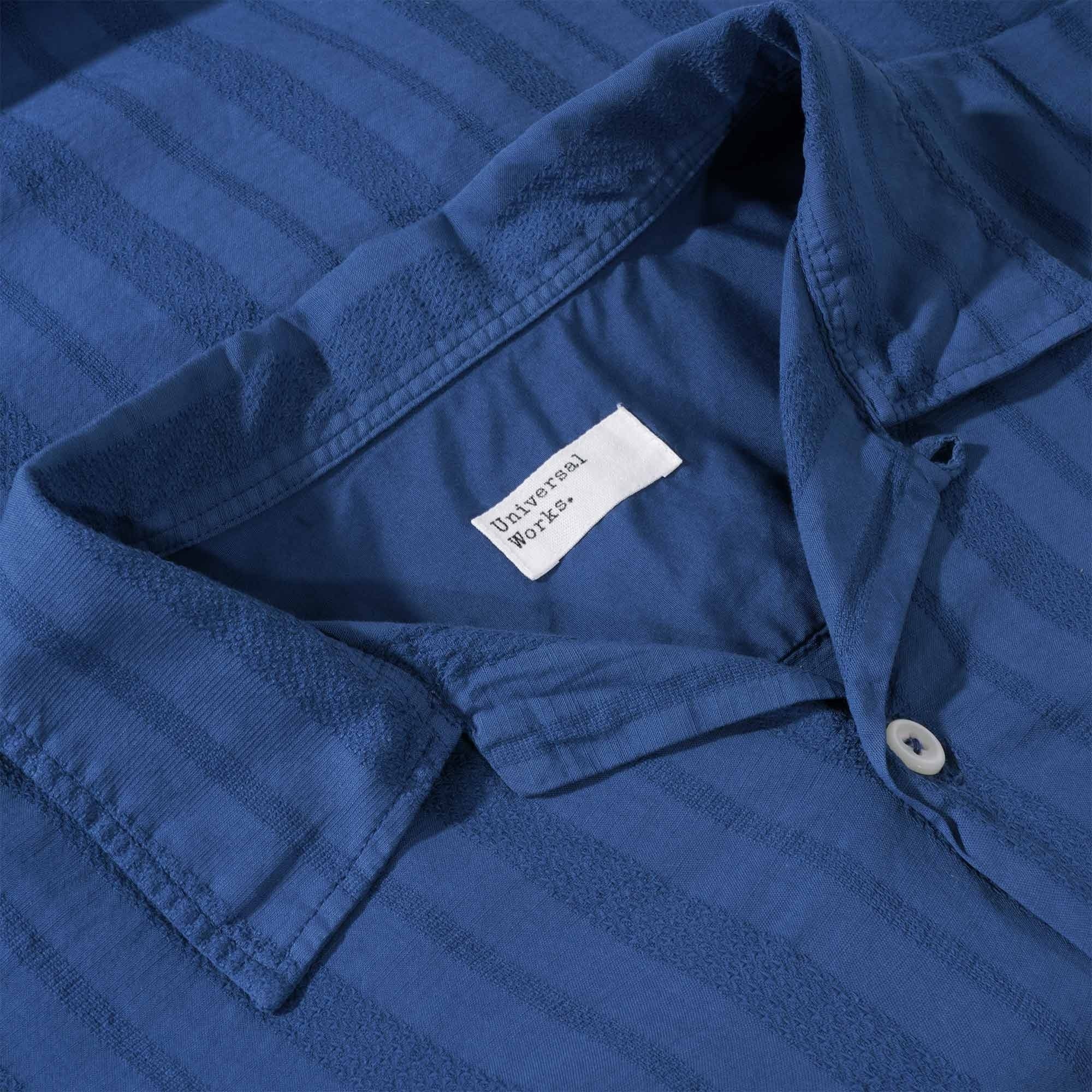 Universal Works Camp Shirt - Blue Flag Self Stripe