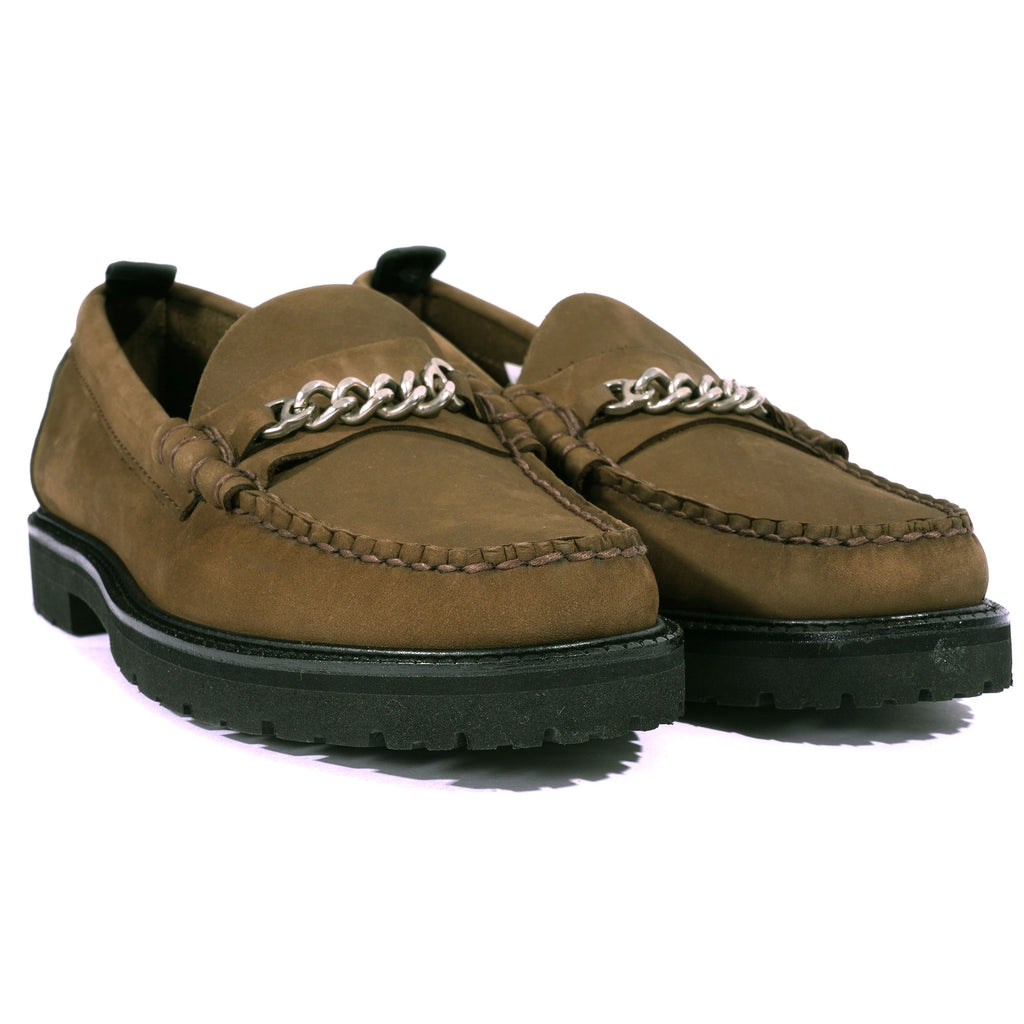 Fred Perry x G.H Bass Weejuns Nubuck Chain Penny Loafers - Bark