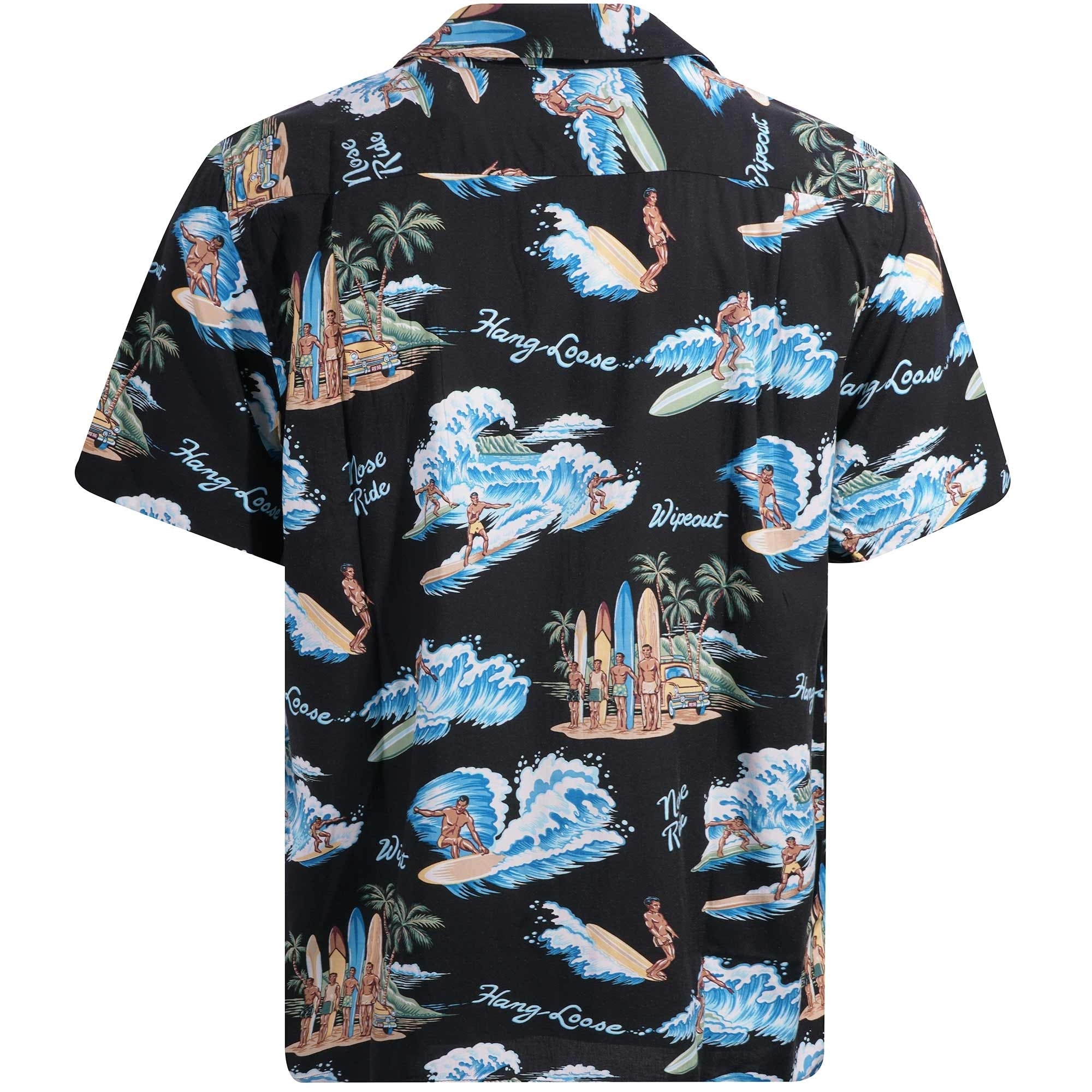 Reyn Spooner Waveriders Rayon Camp Shirt - Black