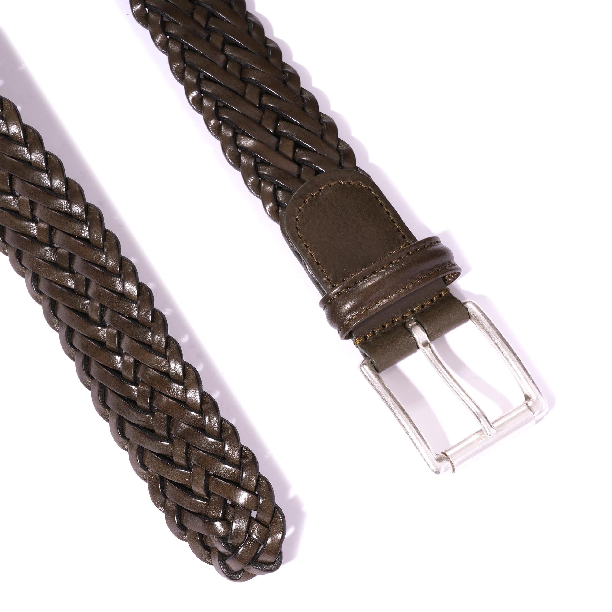 Anderson's Belts Woven Leather Belt - Khaki Brown