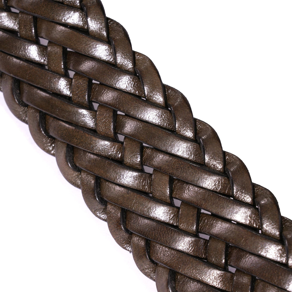 Anderson's Belts Woven Leather Belt - Khaki Brown