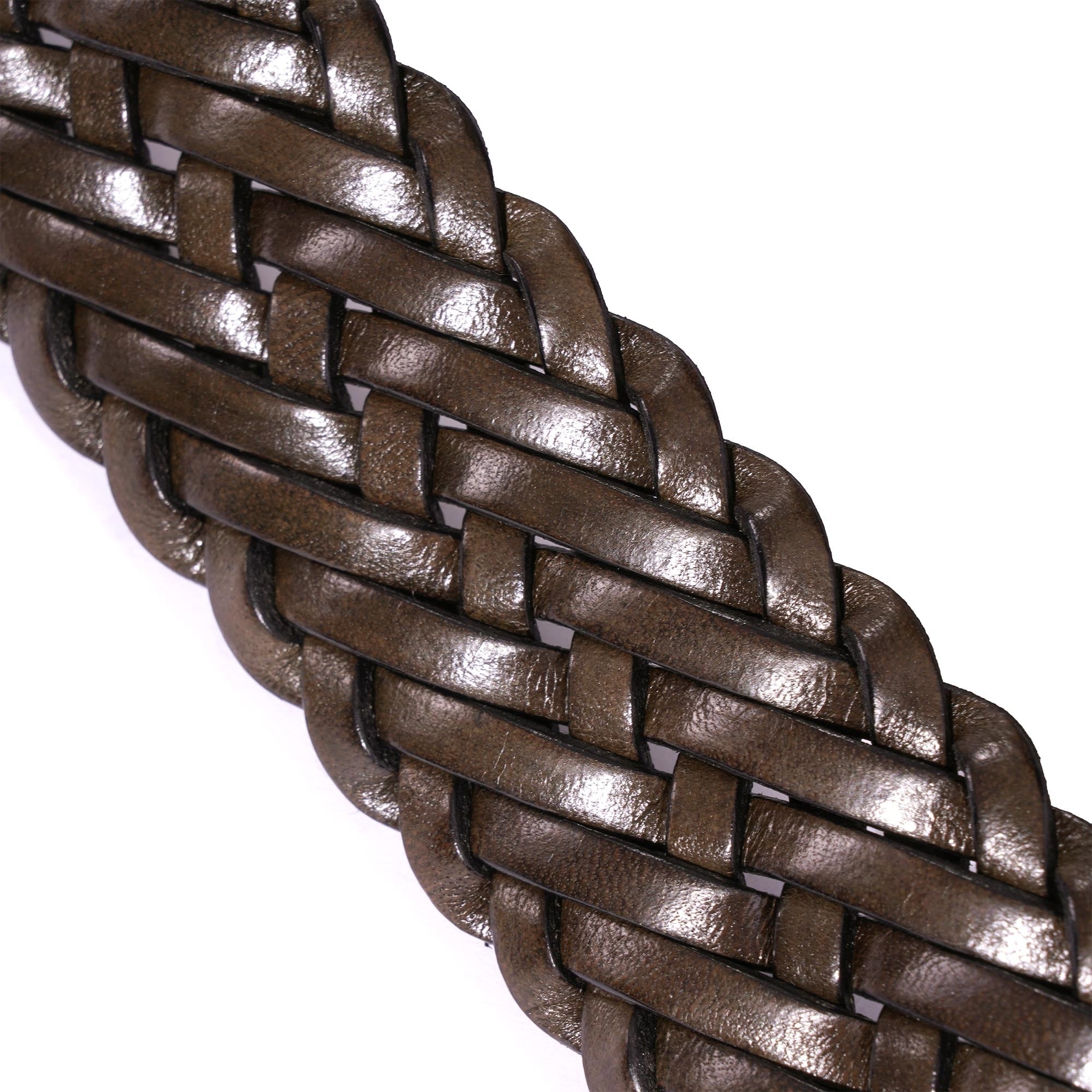 Anderson's Belts Woven Leather Belt - Khaki Brown