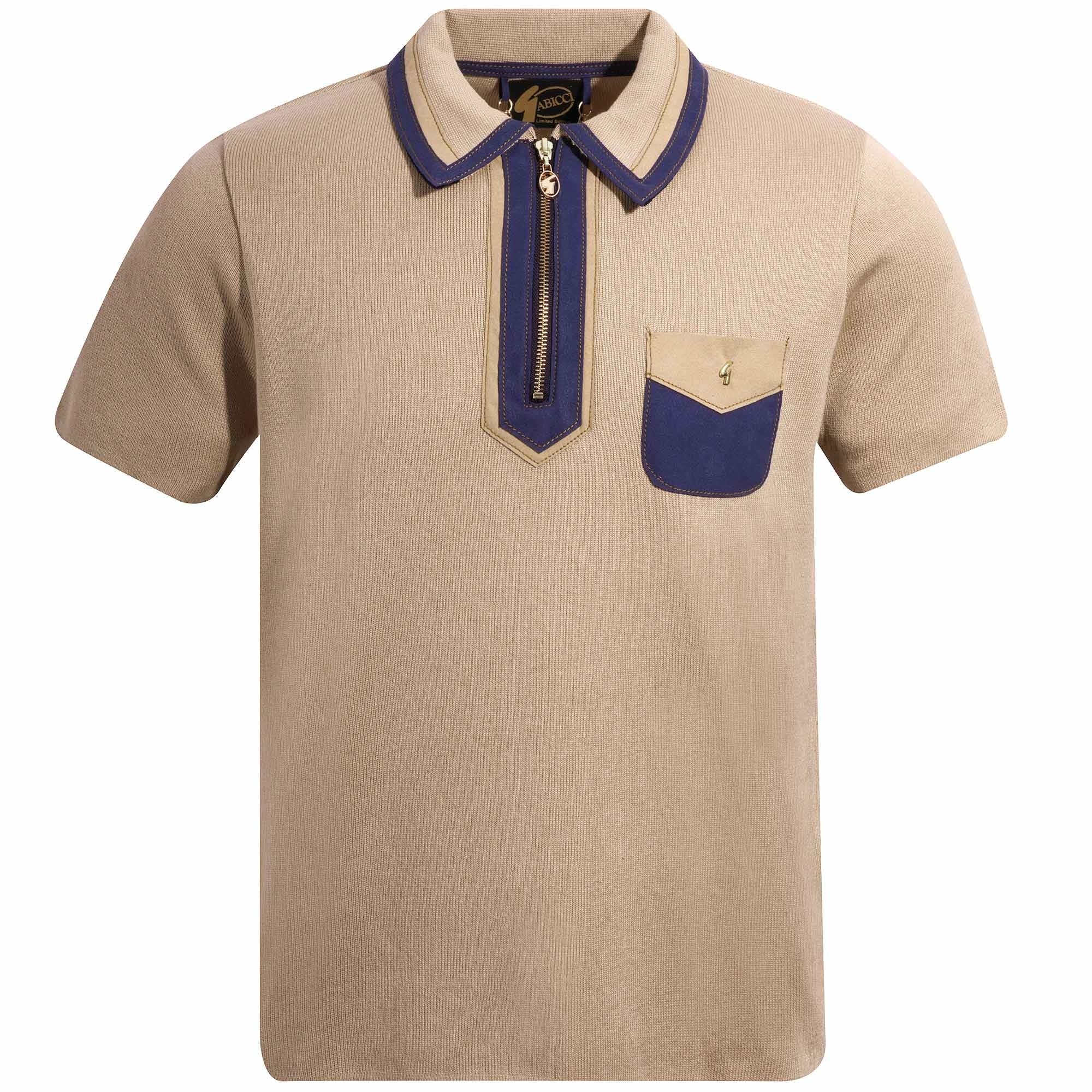 Gabicci Vintage Ladd Zip Neck Knitted Polo Limited Ed. - Elmwood