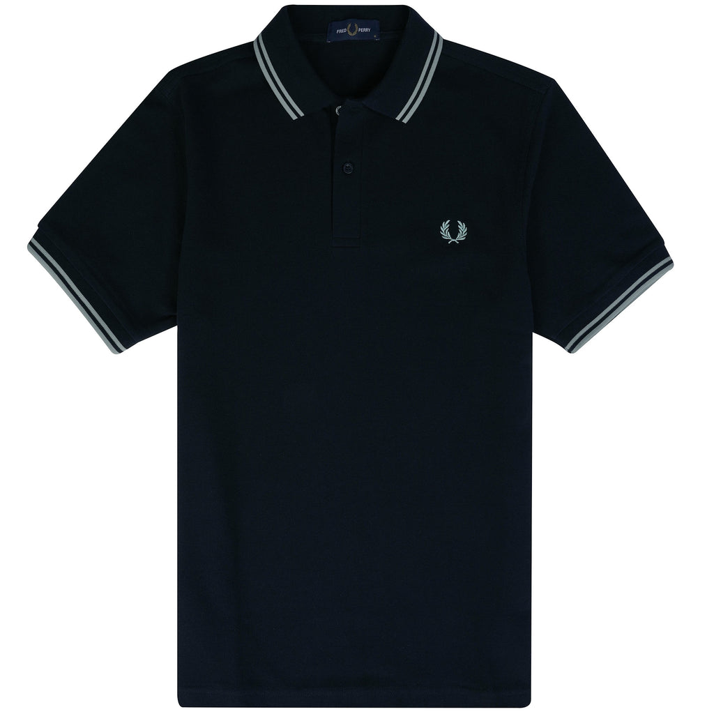 Fred Perry M3 Twin Tipped Polo Shirt - Navy/Silver Blue