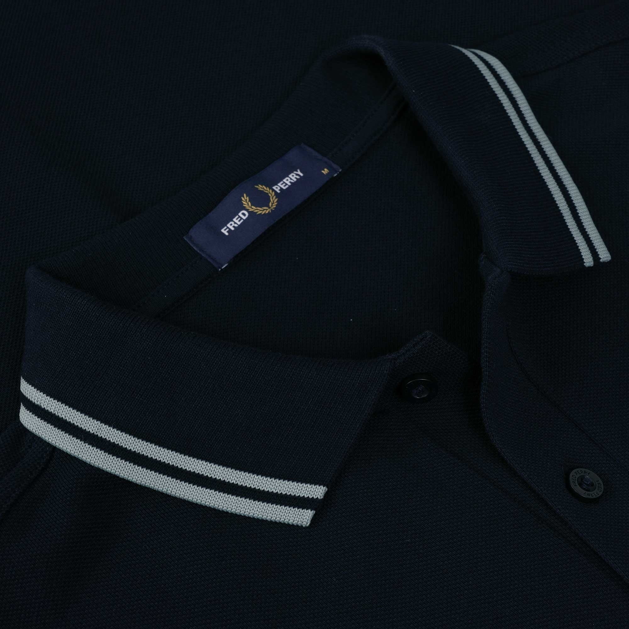 Fred Perry M3 Twin Tipped Polo Shirt - Navy/Silver Blue