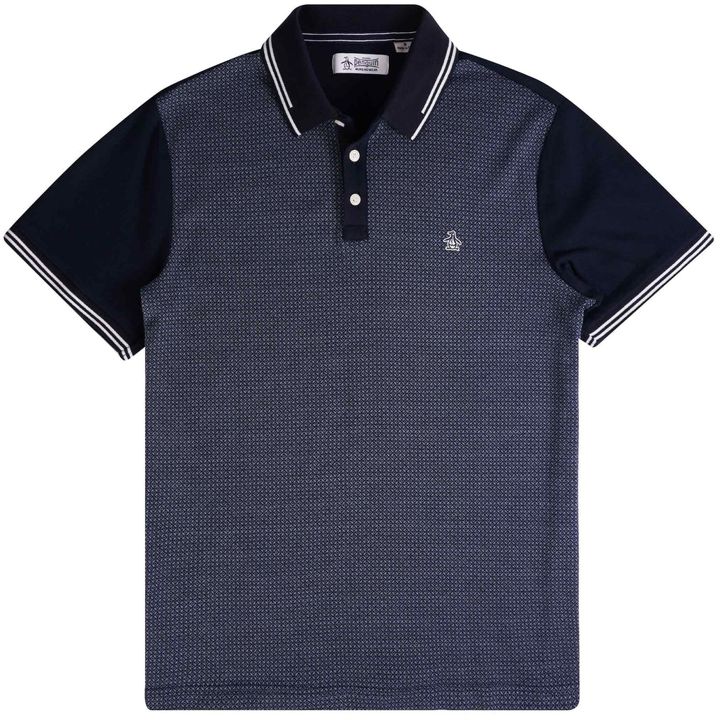 Original Penguin Knit Jacquard Woven Polo Shirt - Dark Sapphire
