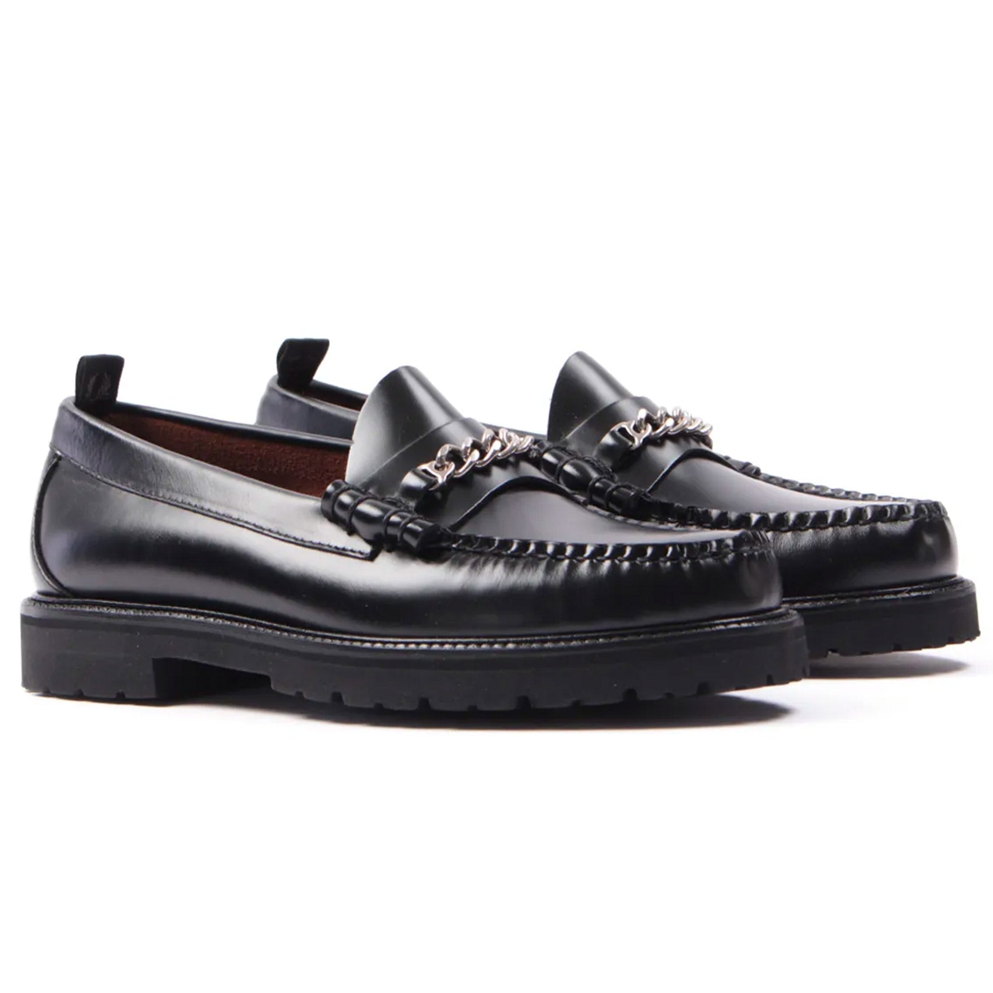 Fred Perry x G.H Bass Weejuns Leather Chain Penny Loafers - Black