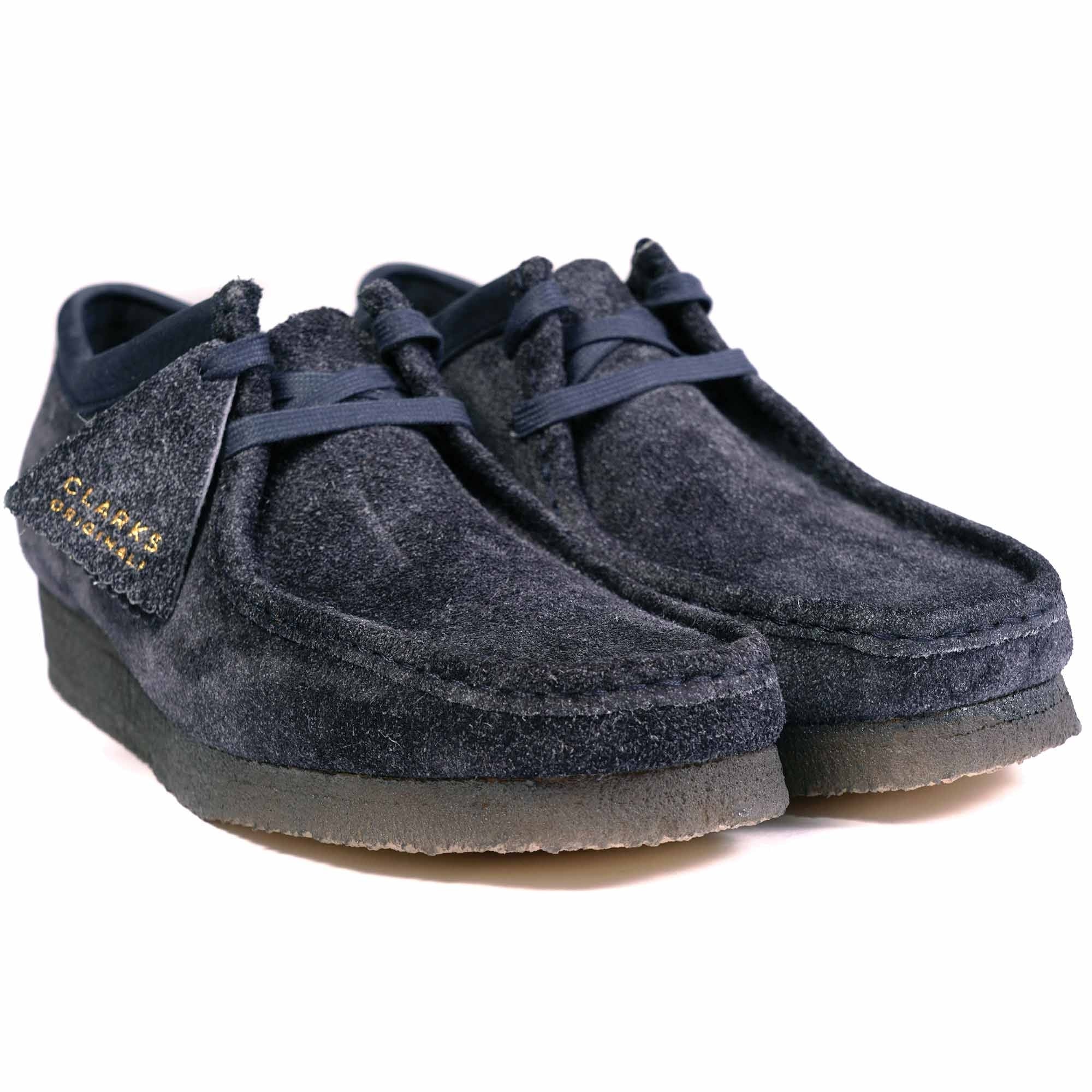 Clarks Originals Wallabee Shoe - Ink Hairy Suede – Stuarts London