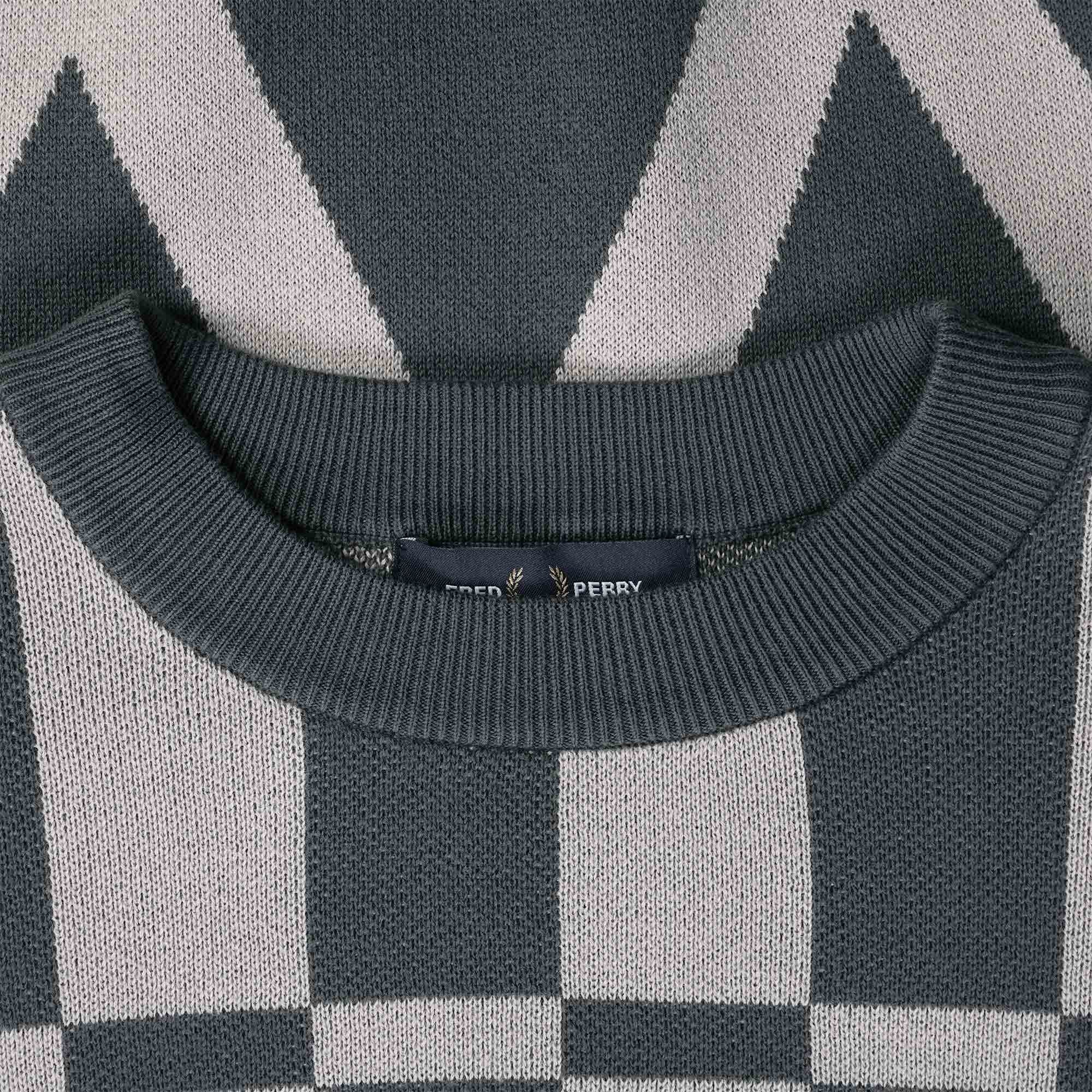 Jacquard Crew Neck Jumper - Gunmetal