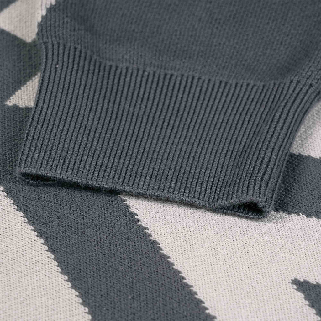 Jacquard Crew Neck Jumper - Gunmetal