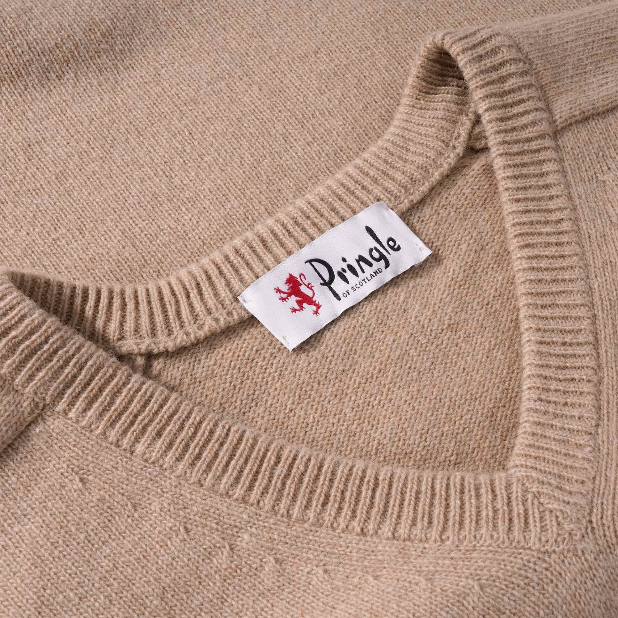 Pringle of Scotland V Neck Archive Lambswool Blend Jumper - Camel