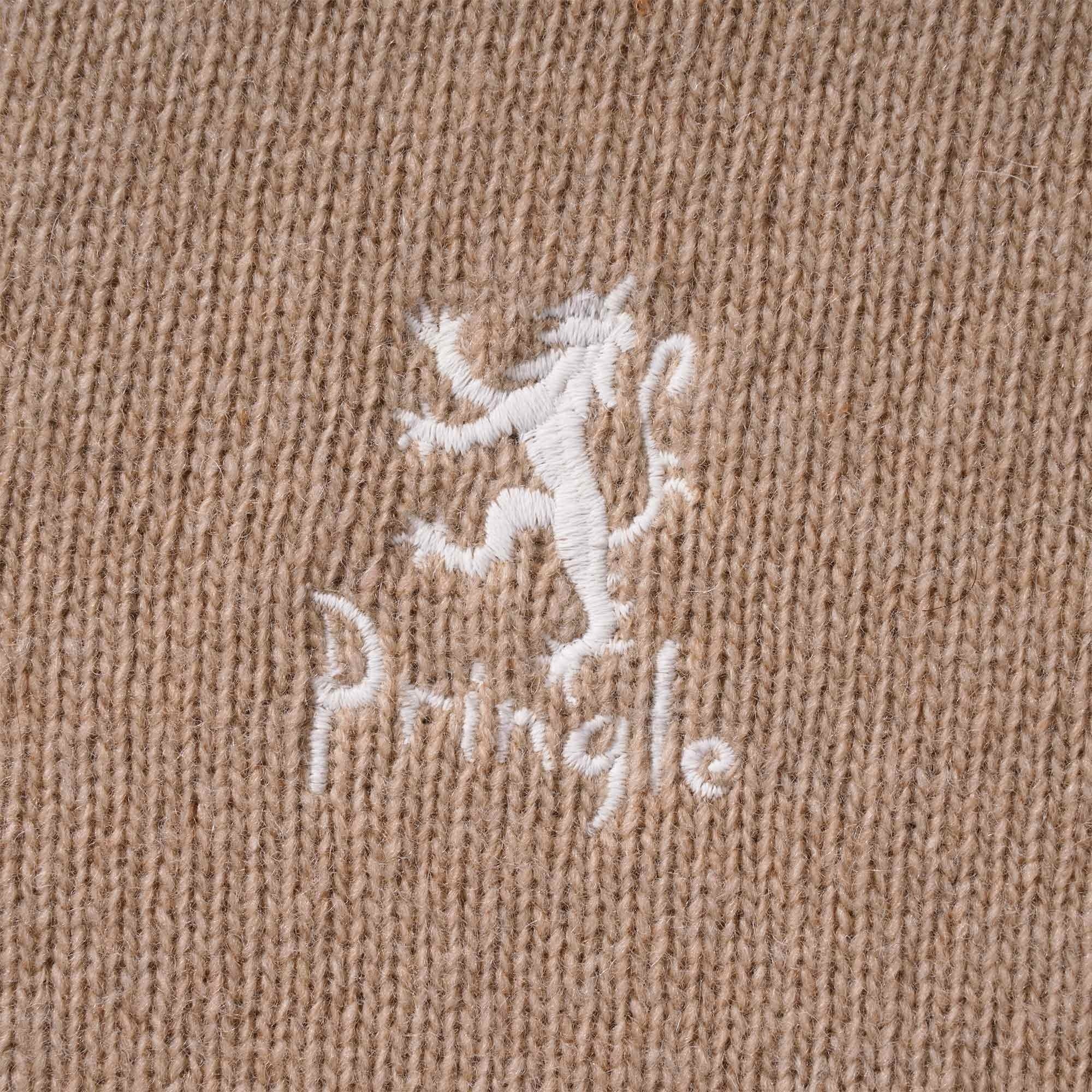 Pringle of Scotland V Neck Archive Lambswool Blend Jumper - Camel