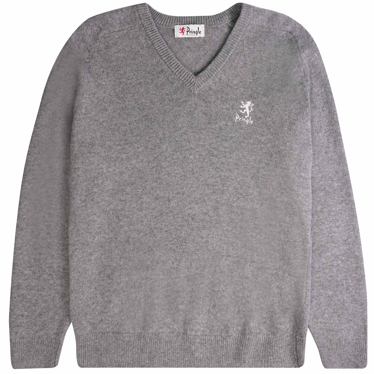 Pringle of Scotland V Neck Archive Lambswool Blend Jumper - Grey 