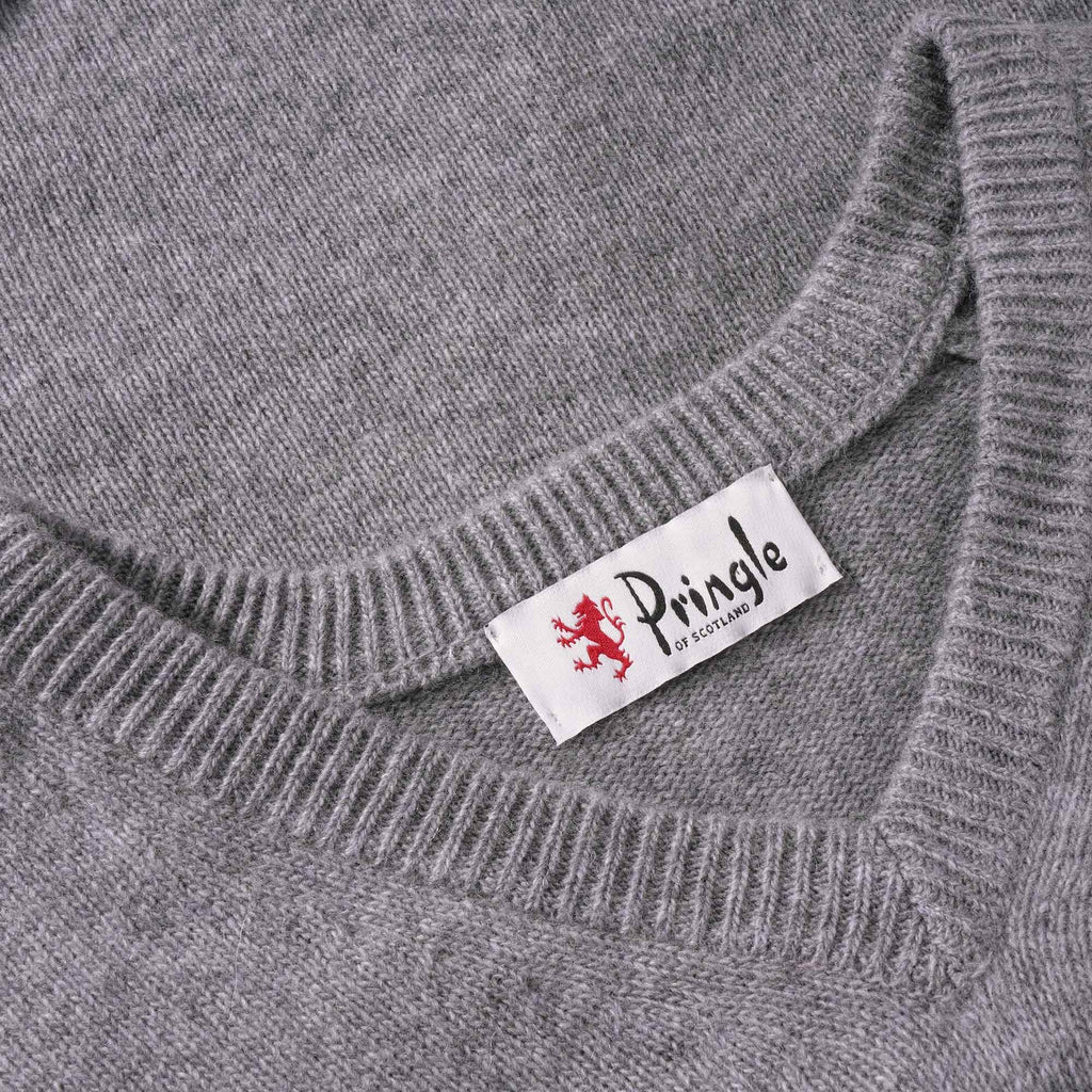 Pringle of Scotland V Neck Archive Lambswool Blend Jumper - Grey Marl