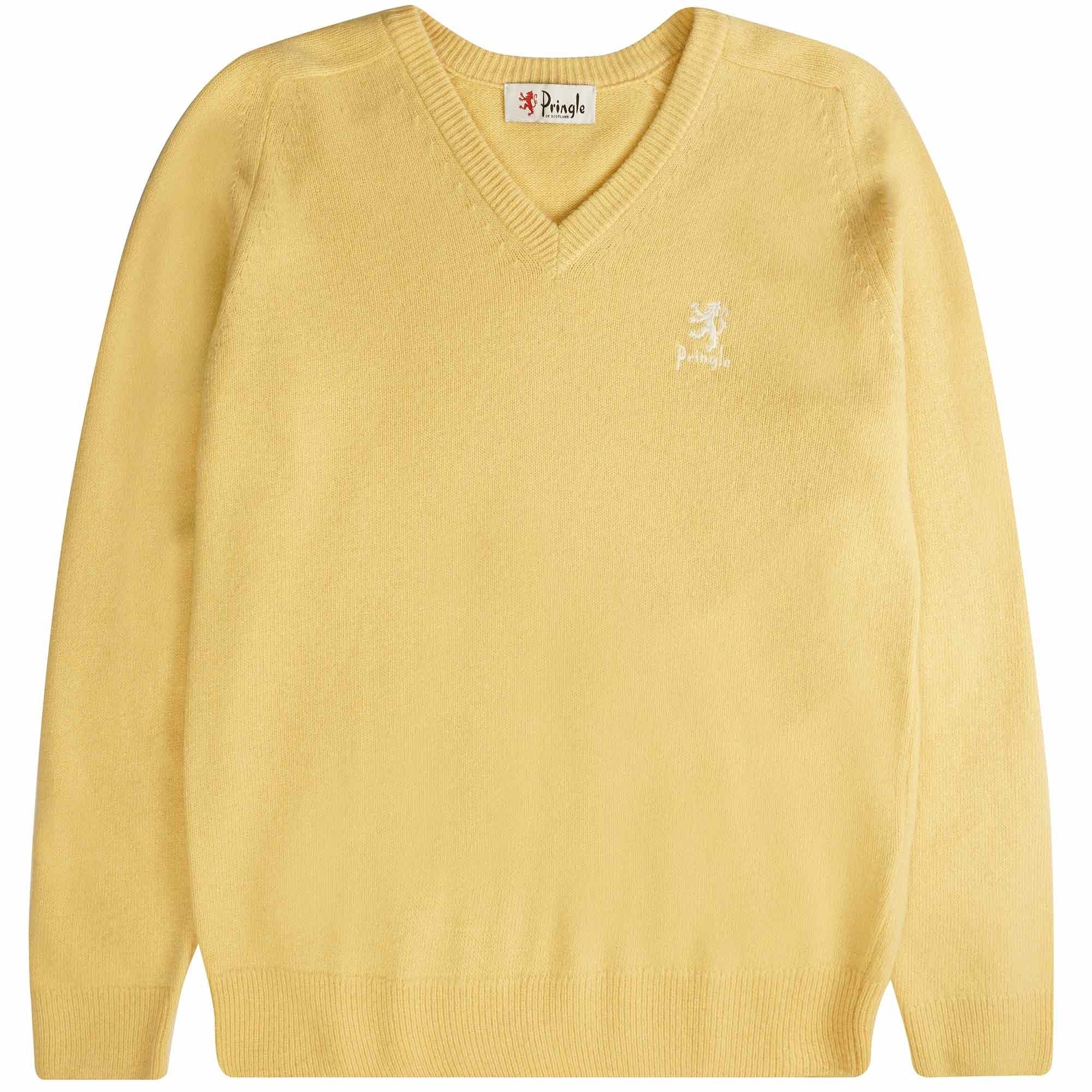 Pringle of Scotland V Neck Archive Lambswool Blend Jumper - Lemon