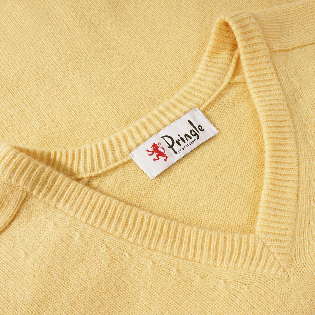 Pringle of Scotland V Neck Archive Lambswool Blend Jumper - Lemon