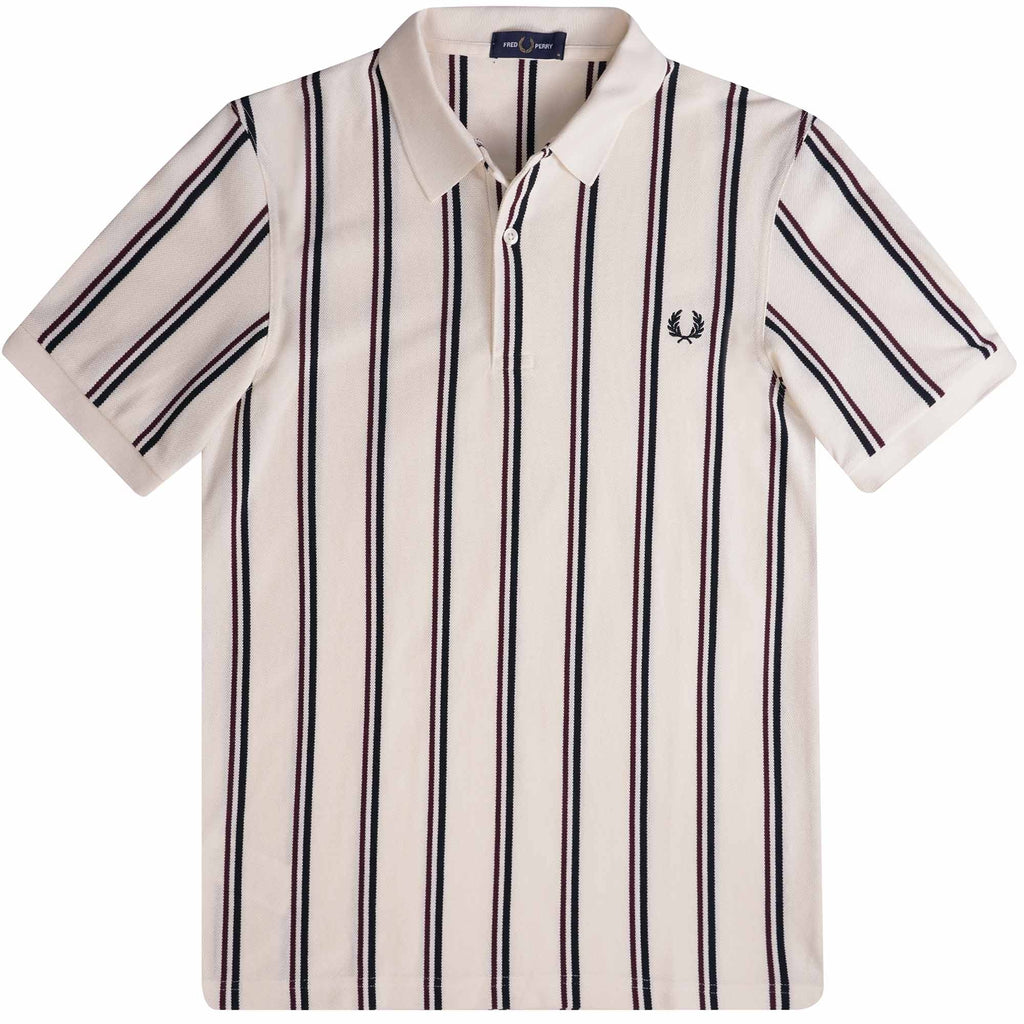 Fred Perry Vertical Stripe Polo Shirt - Ecru