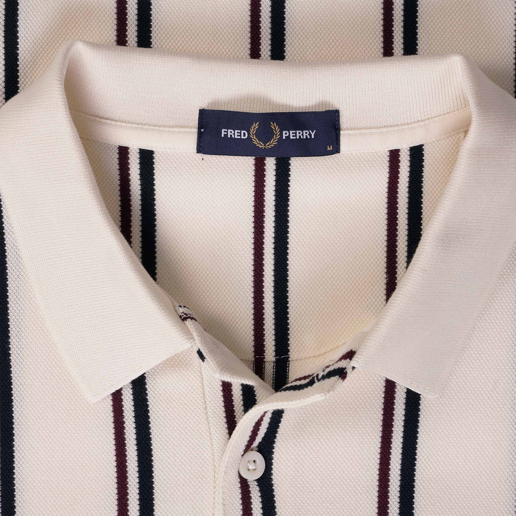 Fred Perry Vertical Stripe Polo Shirt - Ecru