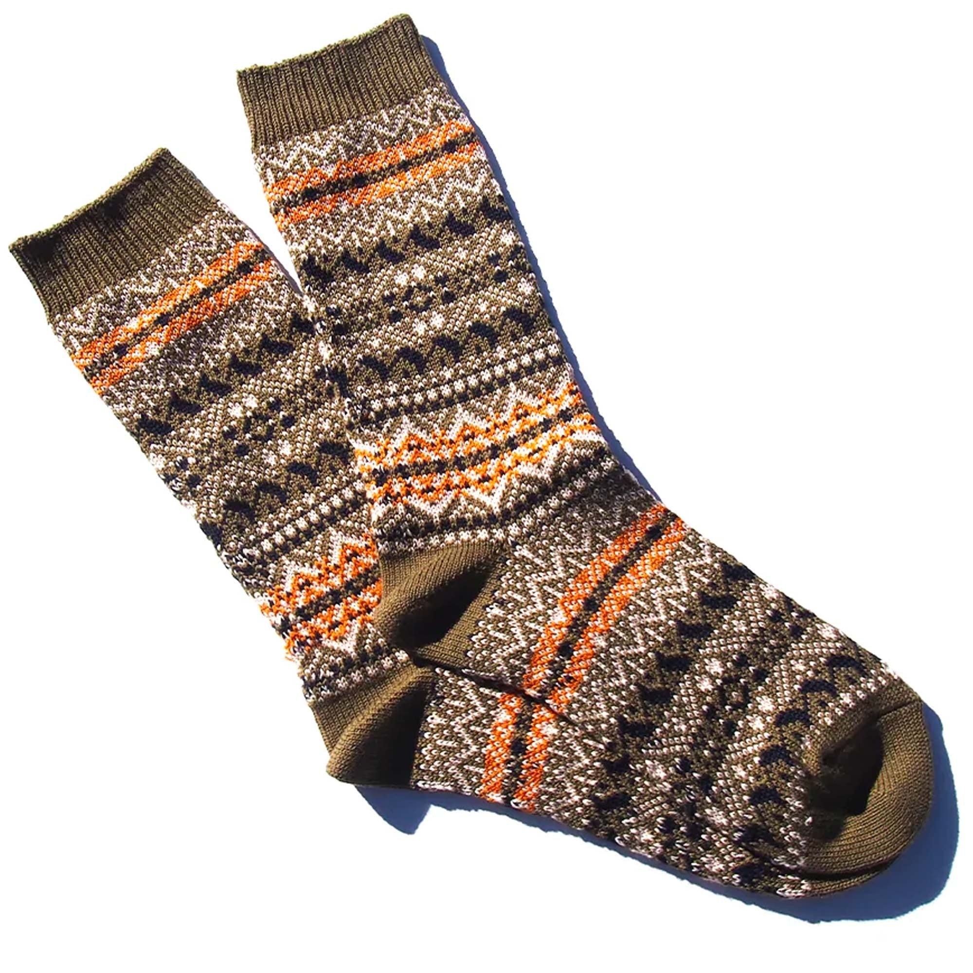 Anonymous Ism Old Pattern Crew Socks - Olive