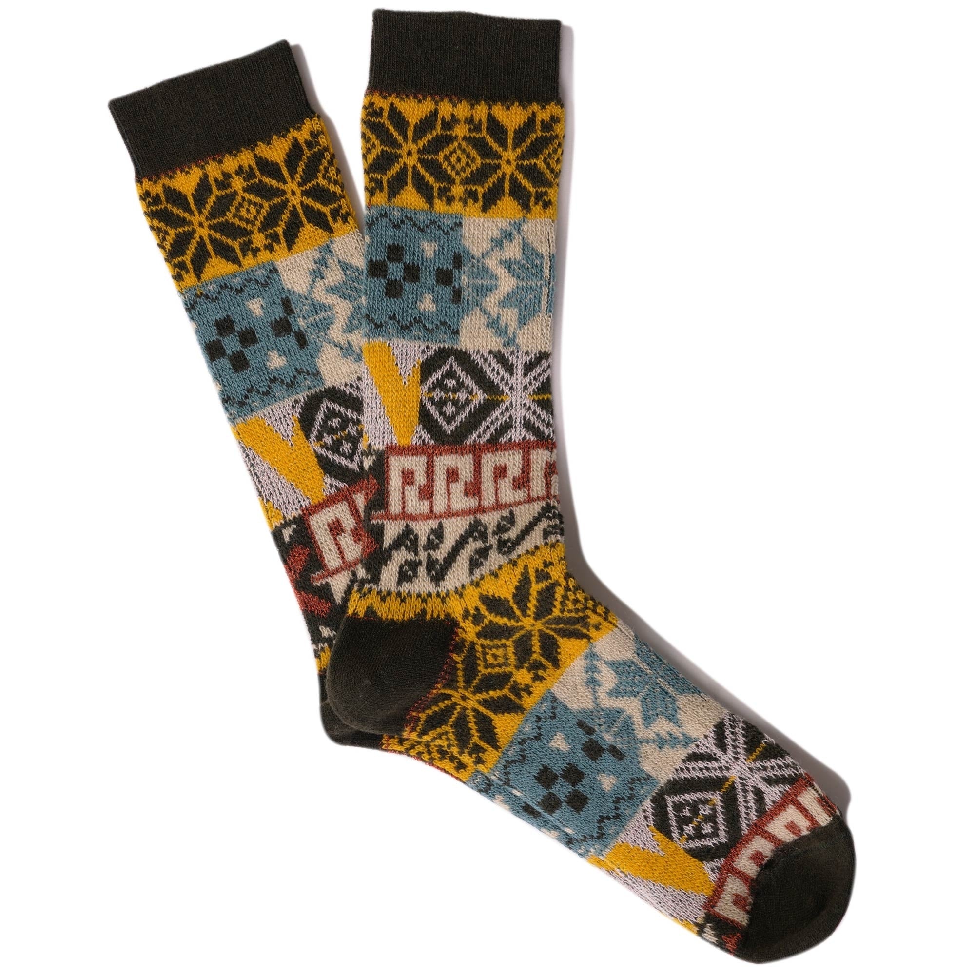 Anonymous Ism Multi Pattern Jacquard Socks - Moss
