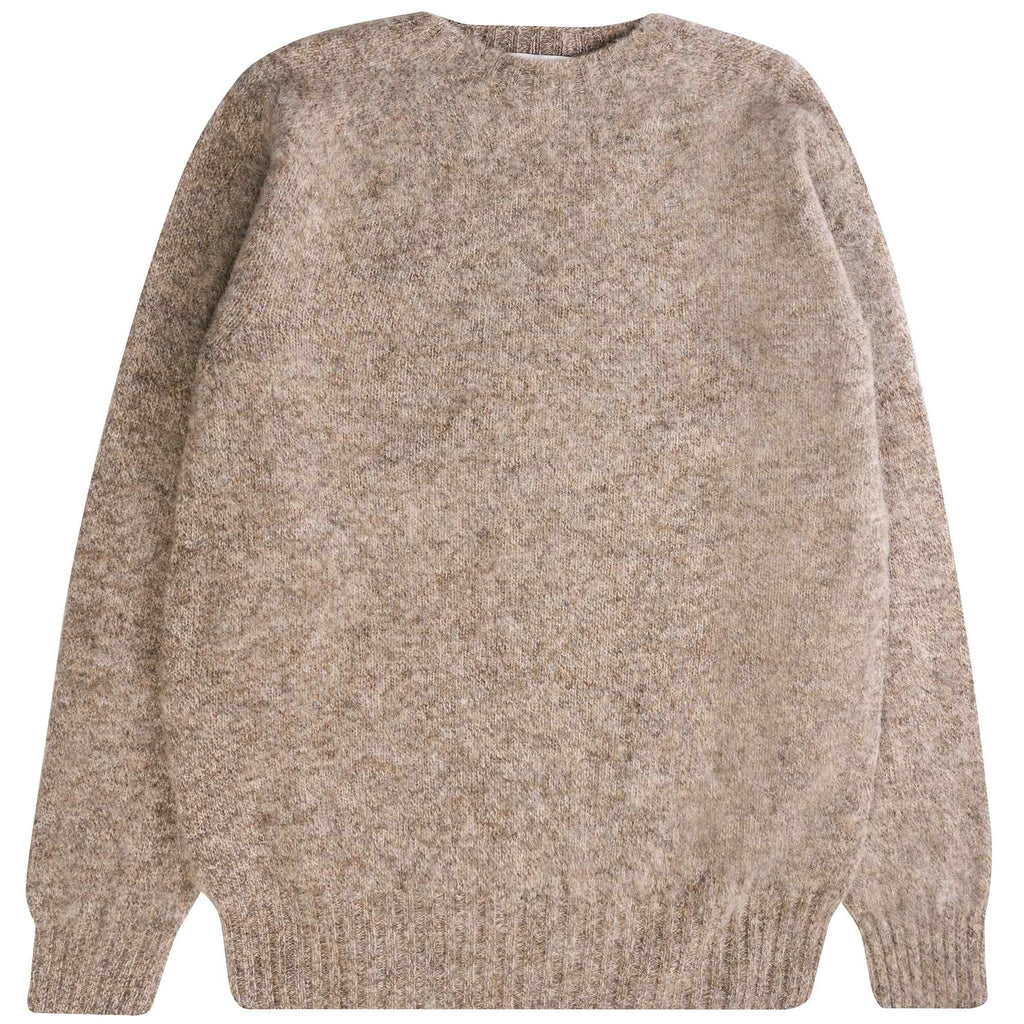 YMC Suedehead Crewneck Jumper - Light Brown Marl