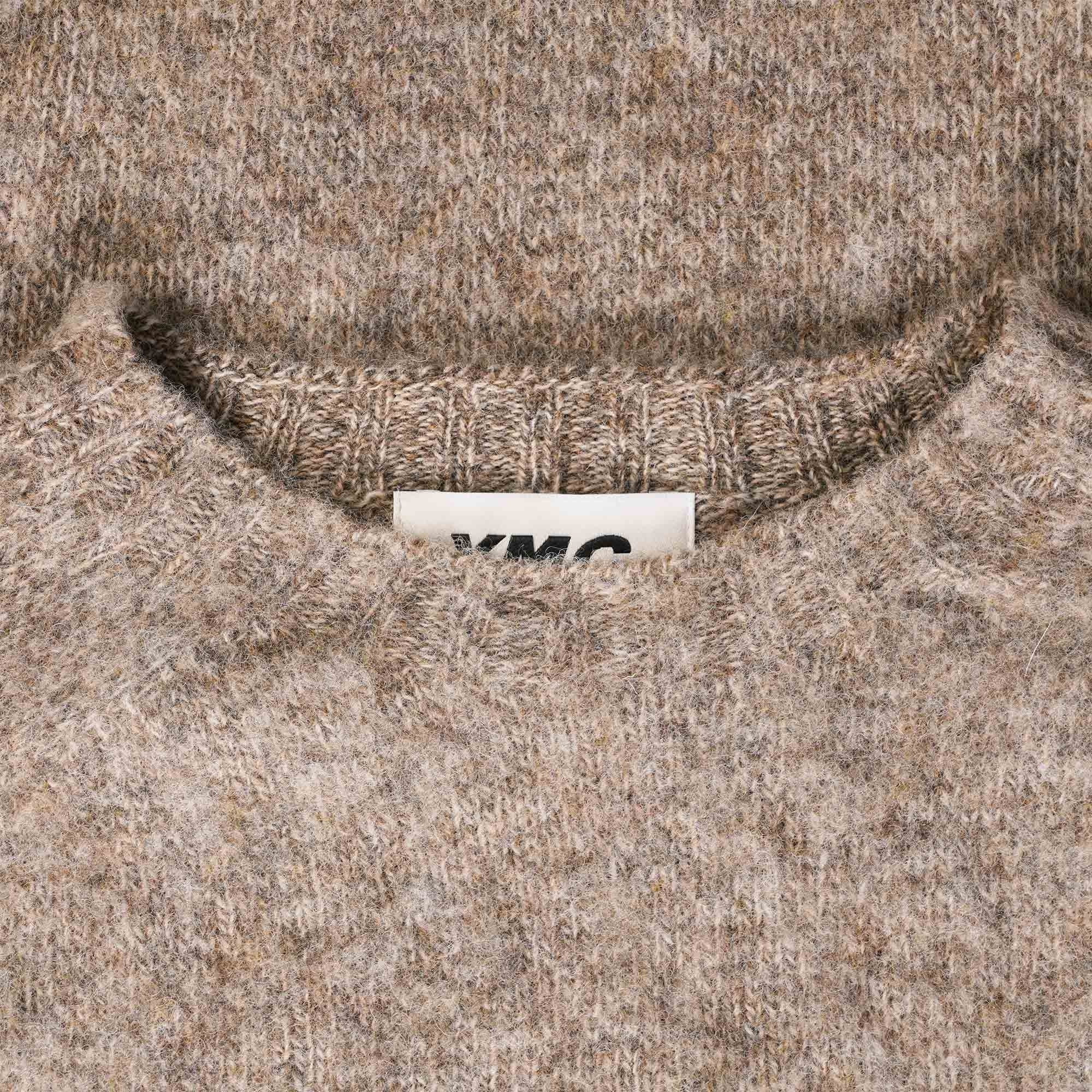 YMC Suedehead Crewneck Jumper - Light Brown Marl