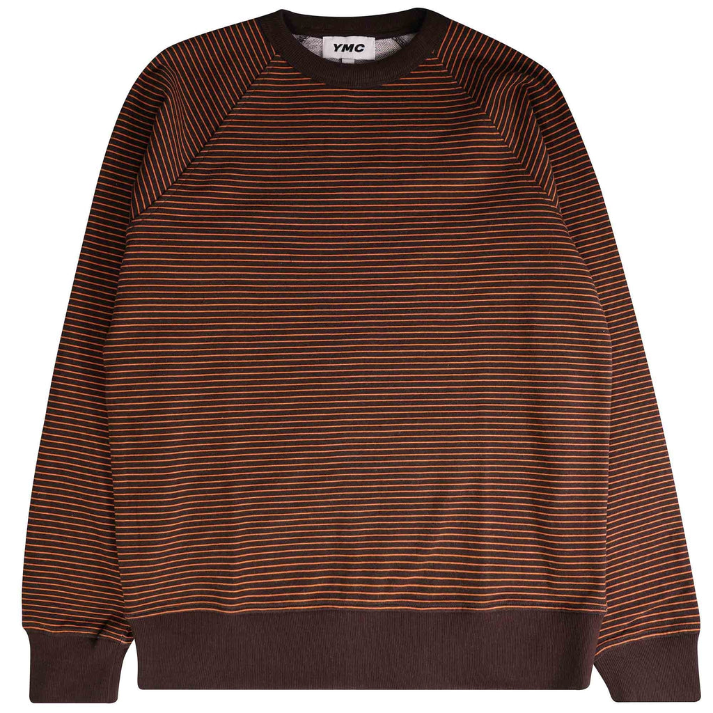 YMC Shrank Loopback Mini Stripe Sweatshirt - Brown/Orange