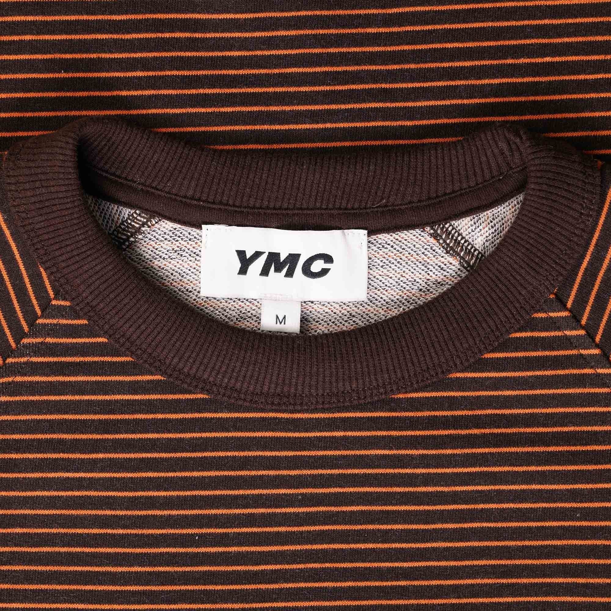 YMC Shrank Loopback Mini Stripe Sweatshirt - Brown/Orange