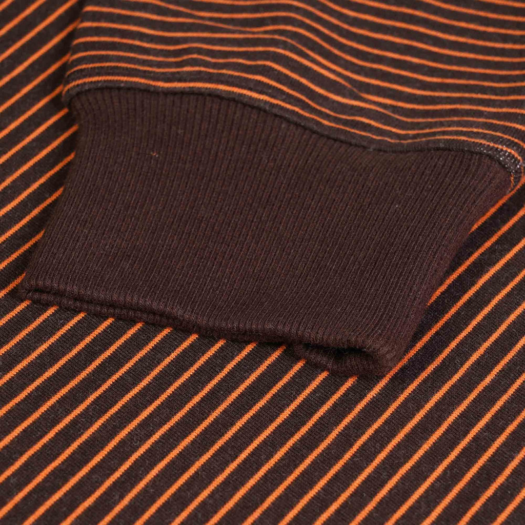 YMC Shrank Loopback Mini Stripe Sweatshirt - Brown/Orange