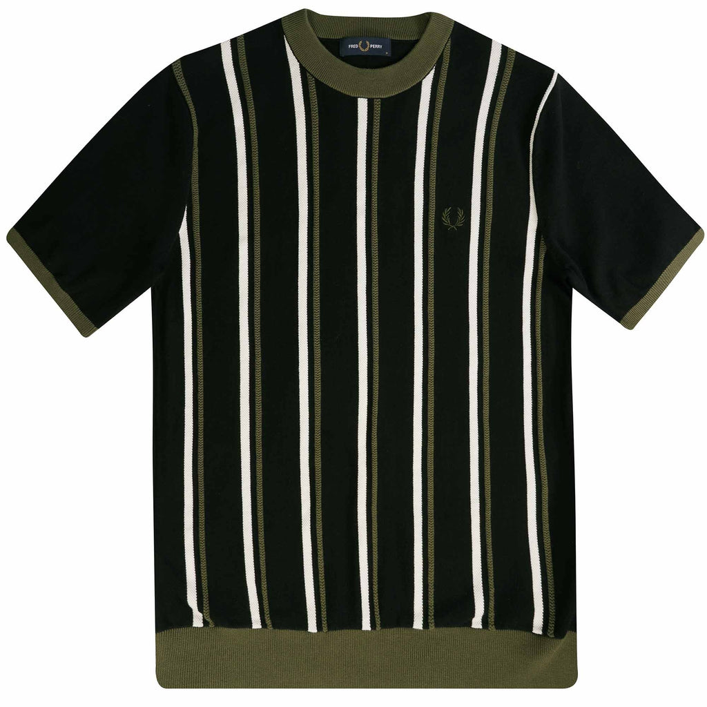 Fred Perry K4 Stripe Knitted Ringer T-Shirt - Black