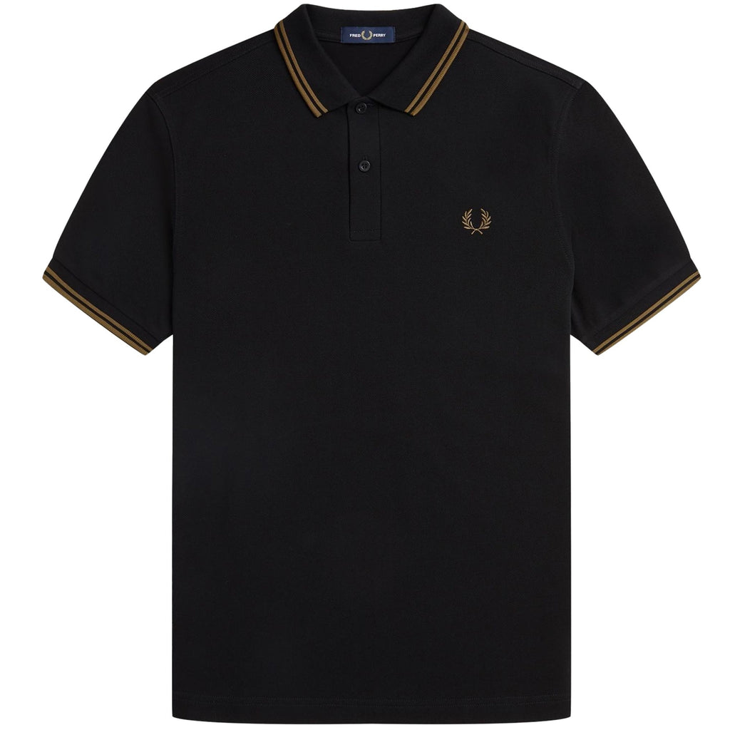 Fred Perry M3600 Twin Tipped Polo Shirt - Black/Shade