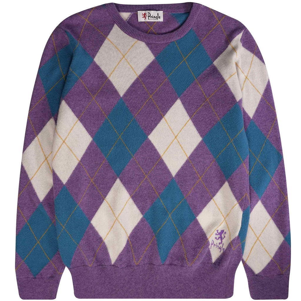Pringle of Scotland Long Sleeve Argyle Jumper - Purple