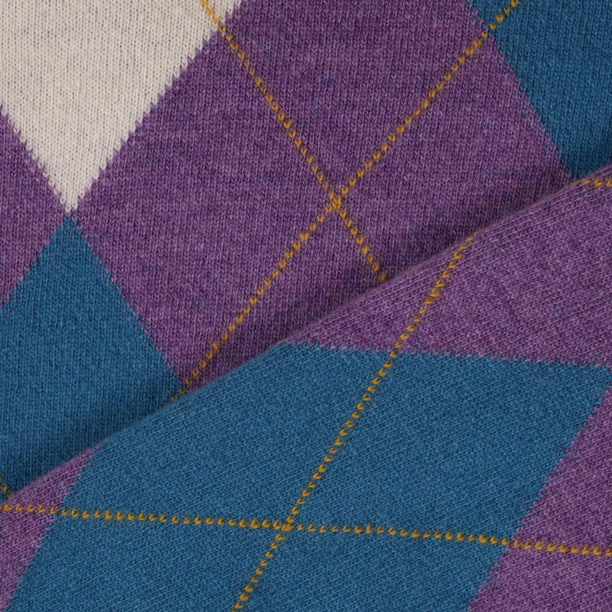 Pringle of Scotland Long Sleeve Argyle Jumper - Purple
