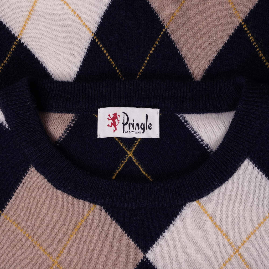 Pringle of Scotland Long Sleeve Argyle Jumper - Navy/Camel
