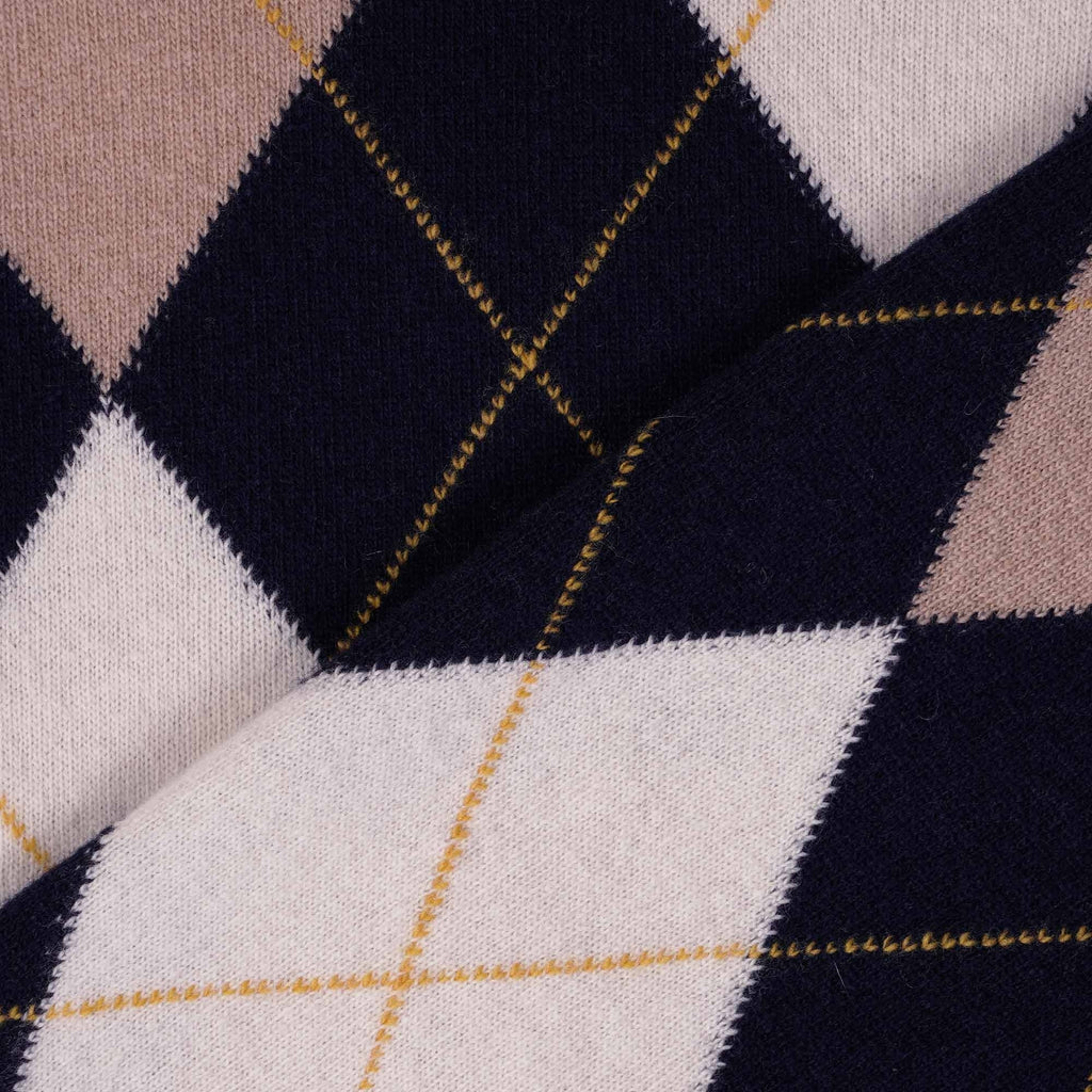 Pringle of Scotland Long Sleeve Argyle Jumper - Navy/Camel