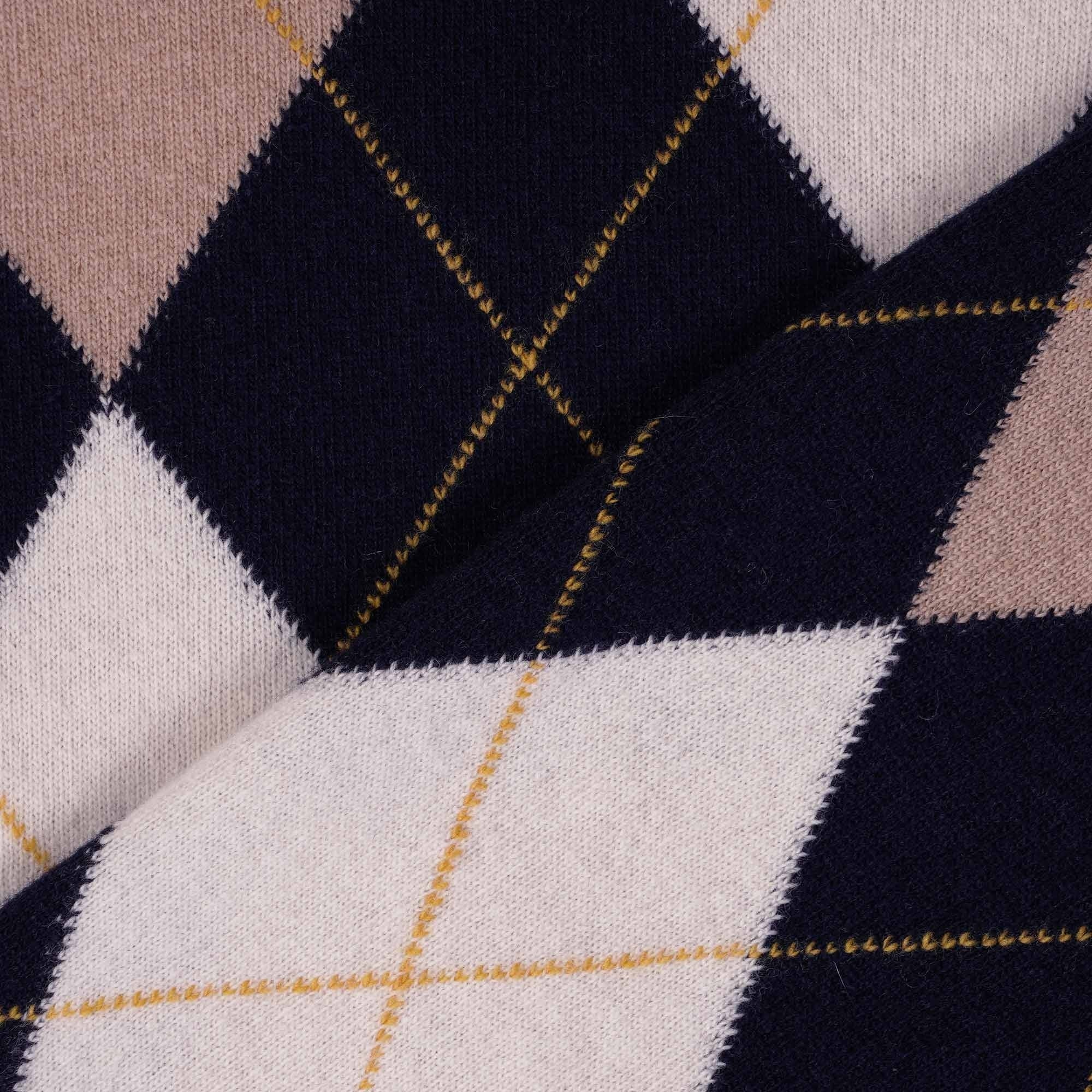 Pringle of Scotland Long Sleeve Argyle Jumper - Navy/Camel