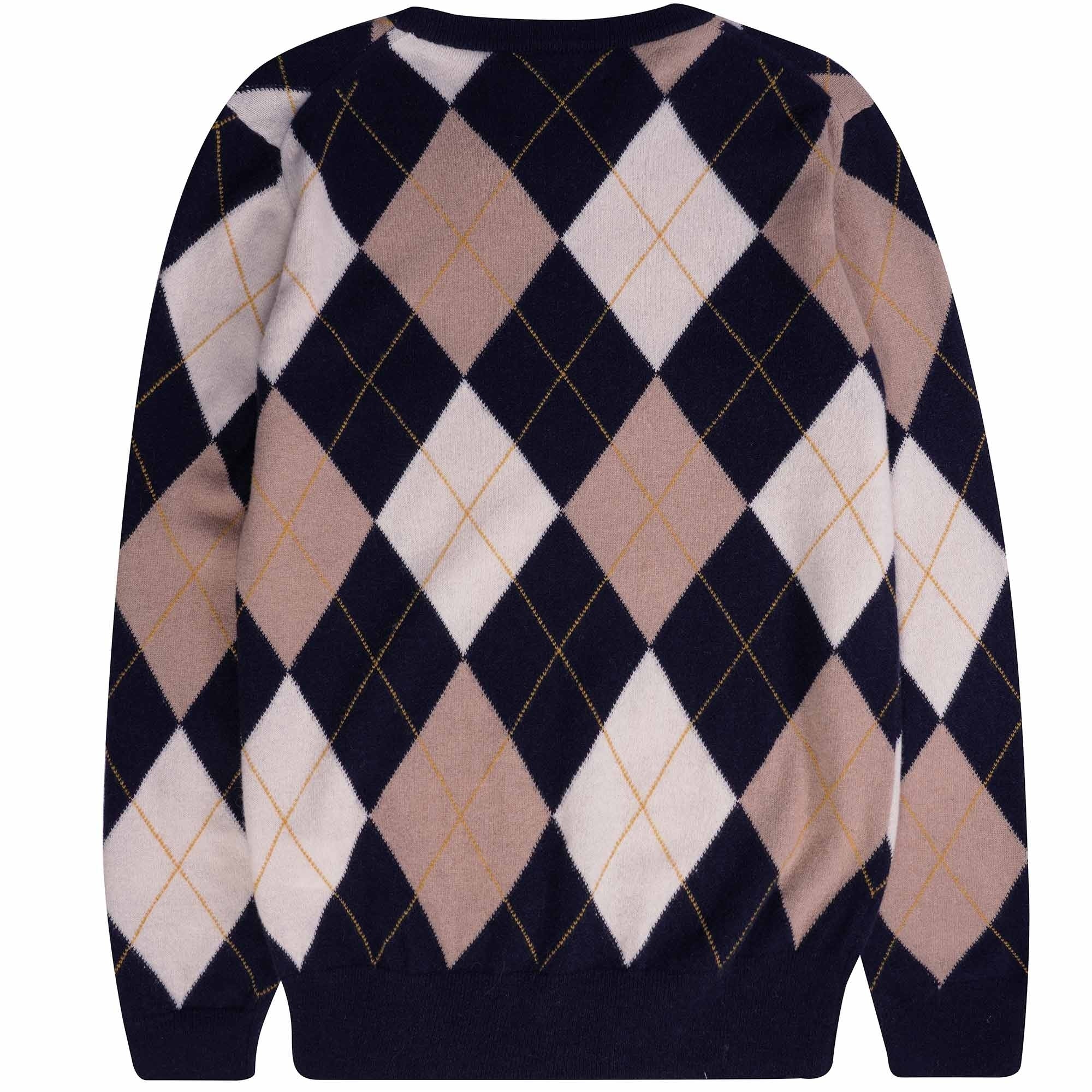 Pringle of Scotland Long Sleeve Argyle Jumper - Navy/Camel
